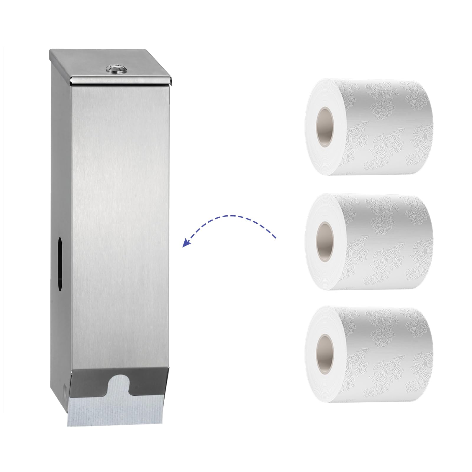 ITOPFOX  Triple Roll Commercial Toilet Paper Dispenser Heavy Duty Stainless Steel Wall Mount Tissue Holder Lockable ADA Compliant High Capacity