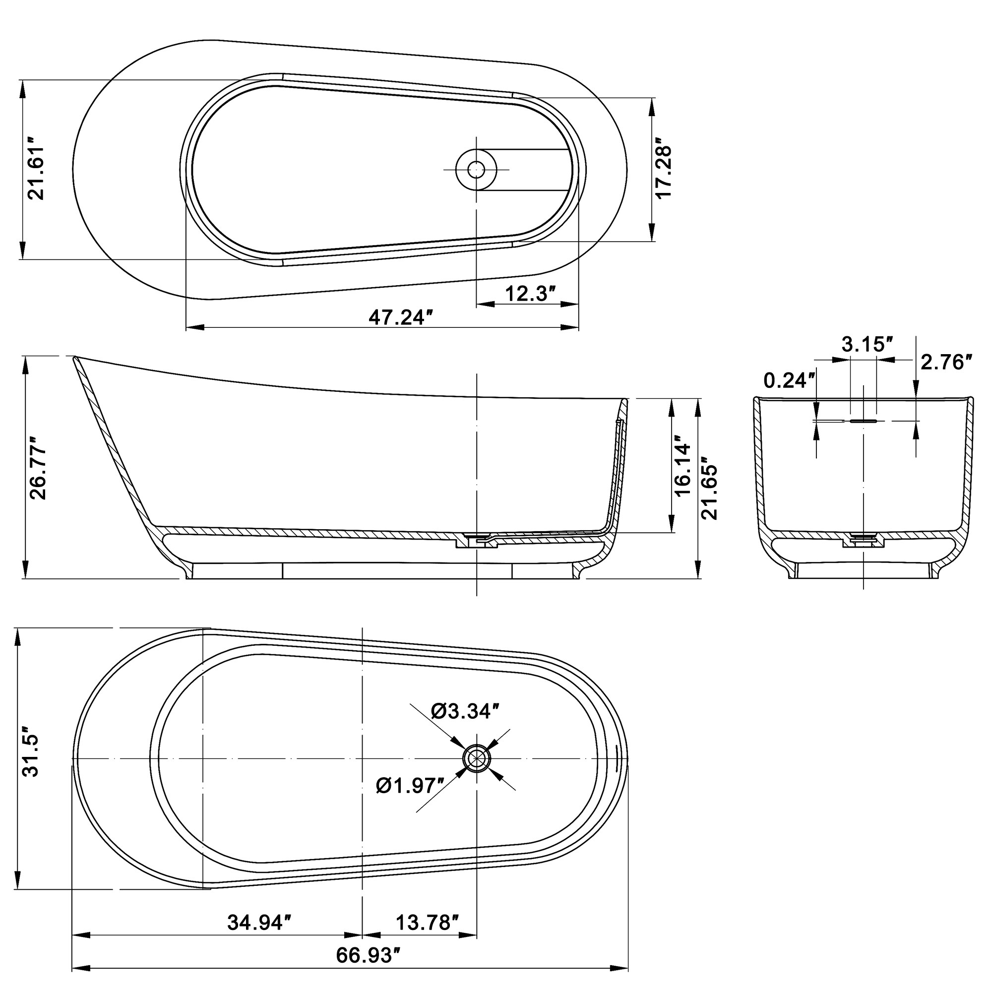Vanityfus VF-30-1700MW bathtubs - View #3