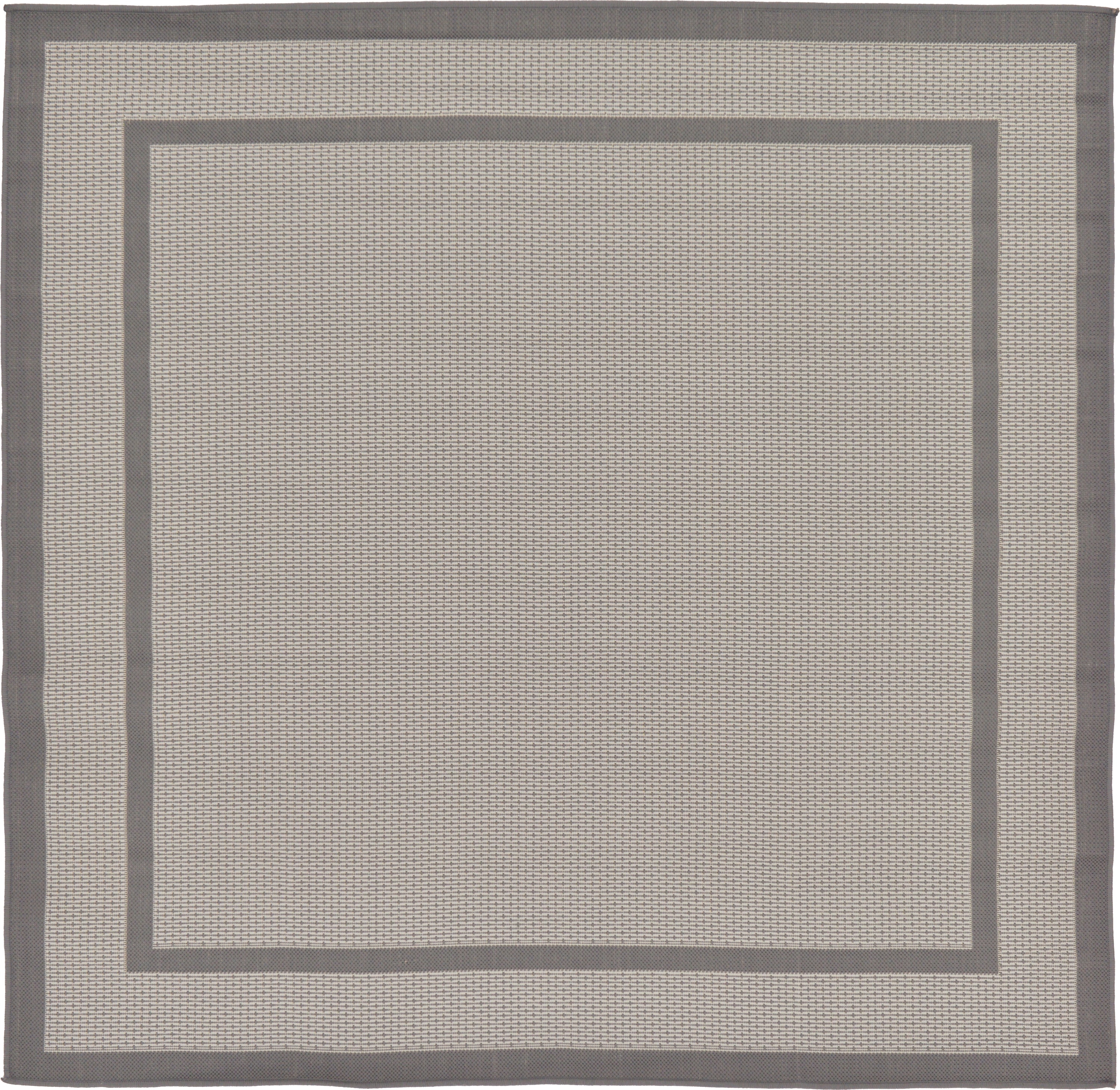Unique Loom 3126571 Border Outdoor 7 x 7 (ft) Loomed Polypropylene Gray/Dark Gray Square Indoor/Outdoor Border Industrial Area rug