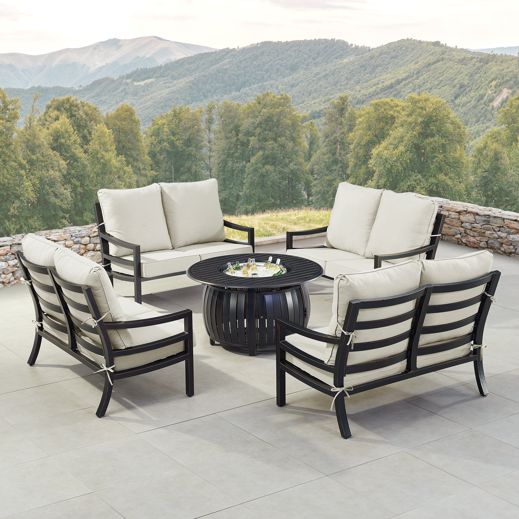 Oakland Living HUDSON4LSITALYLGCU Patio-Conversation-Sets - View #3