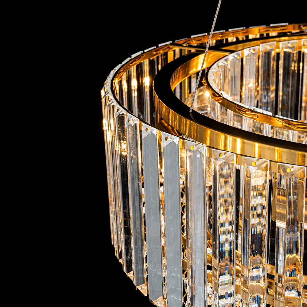 Craggie Gold Crystal Drum Chandelier with Adjustable Height