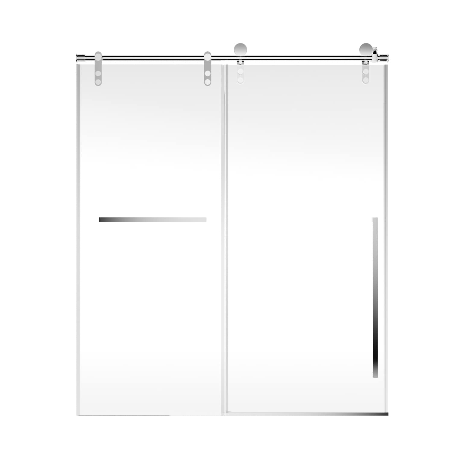 Wooakway 56in-60in W x 75in H Frameless Sliding Shower Door Chrome Shower Screen 5/16in (8mm) Clear Tempered Glass With Explosion-proof Film #FXLS0605-605D143