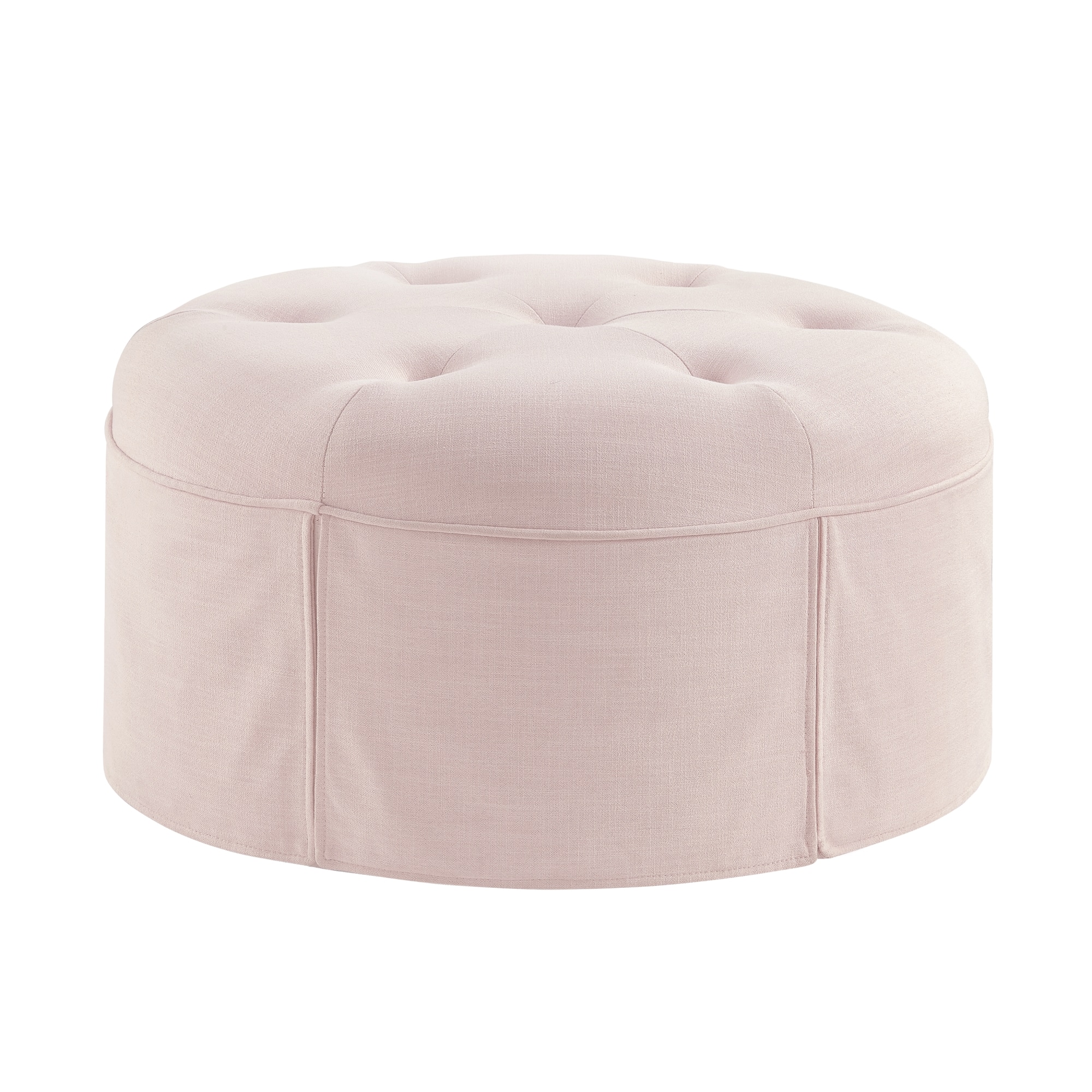 Rustic Manor SCO232-03PK-LS Ansh Old World/Vintage Light Pink Round Ottoman