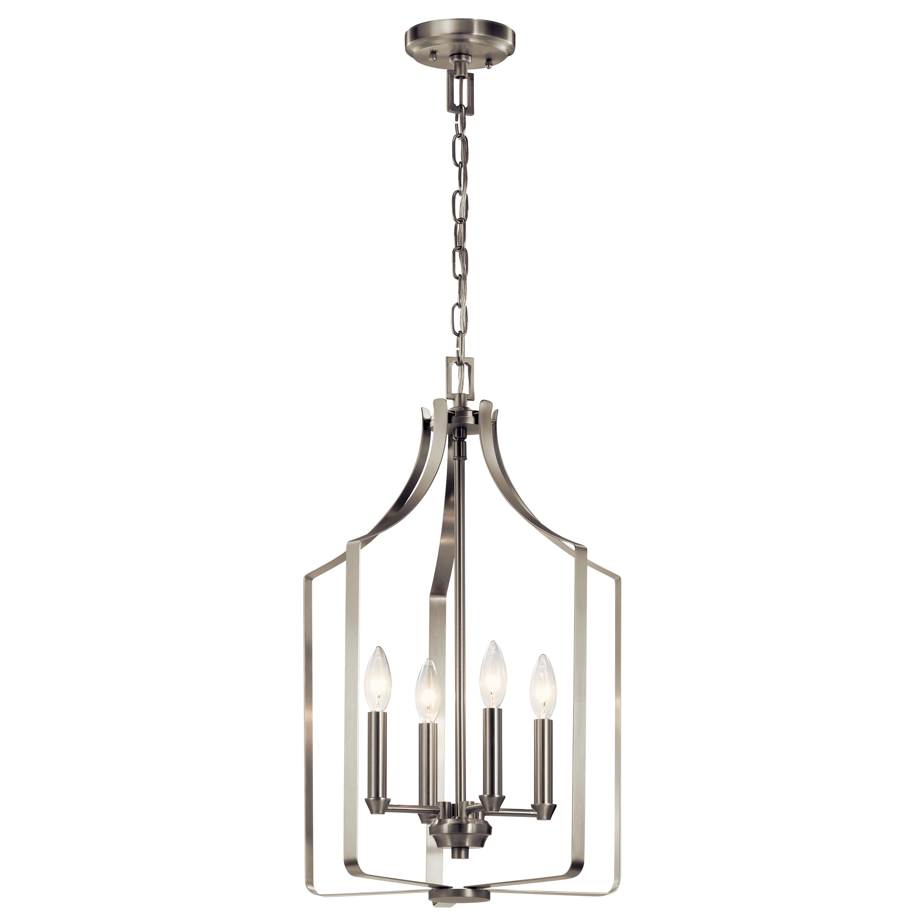 Kichler 42496NI Morrigan 4 -Light Nickel Traditional Cage For Use in Bedrooms, Dining Rooms, Foyers, Kitchens, Living Rooms Chandelier