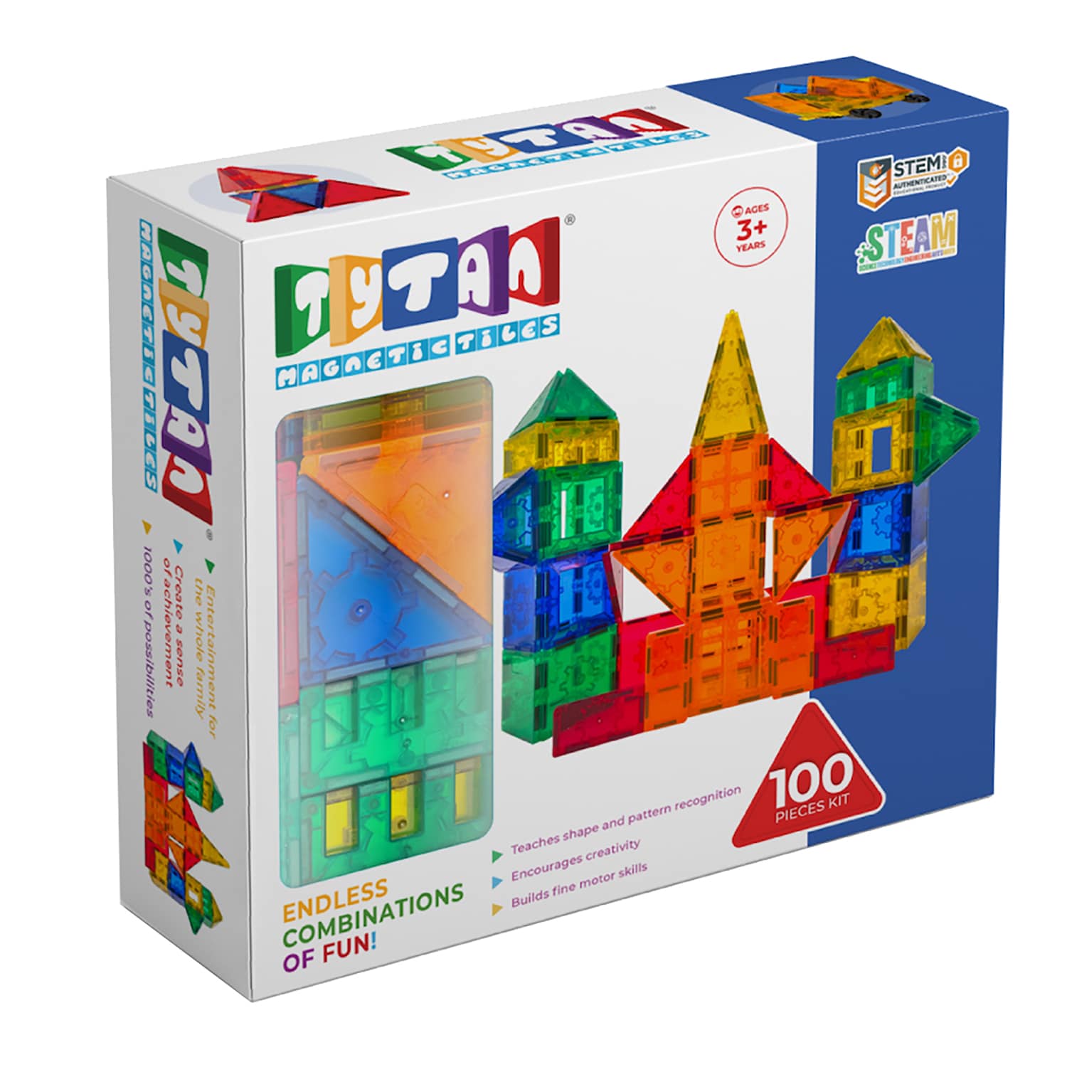 TYTAN TYT-MAGTILES-100 Magnetic Tiles 100 Pack STEM toy