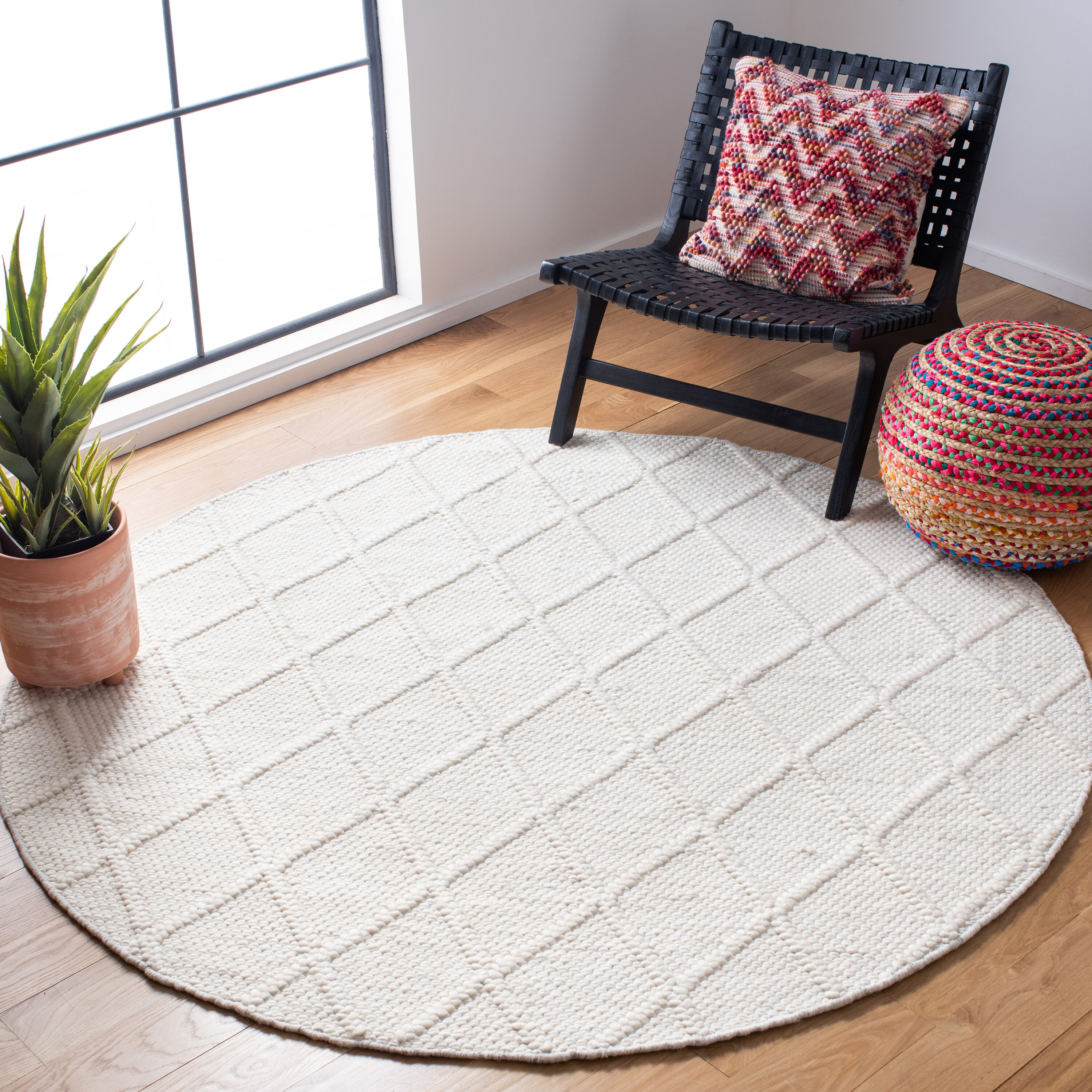  Natura 310 Ivory/Ivory Contemporary 6ft x 6ft Round Rug