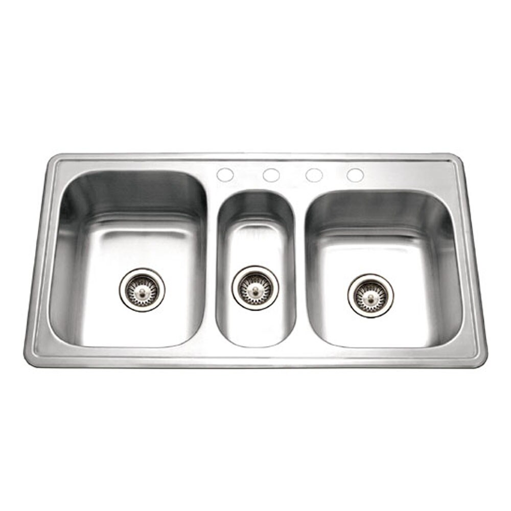 Premiere Gourmet Series Topmount Stainless Steel 41 in. 4-Hole Triple Bowl Kitchen Sink with Accessory Combo Pack