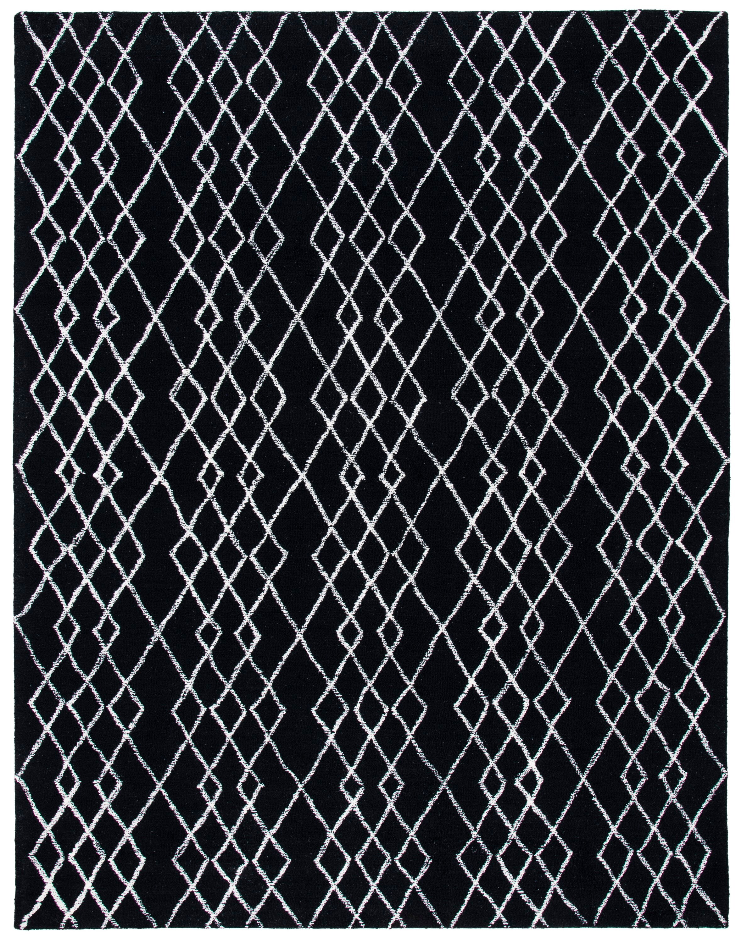 Black and Ivory Hand-Tufted Wool 8' x 10' Area Rug