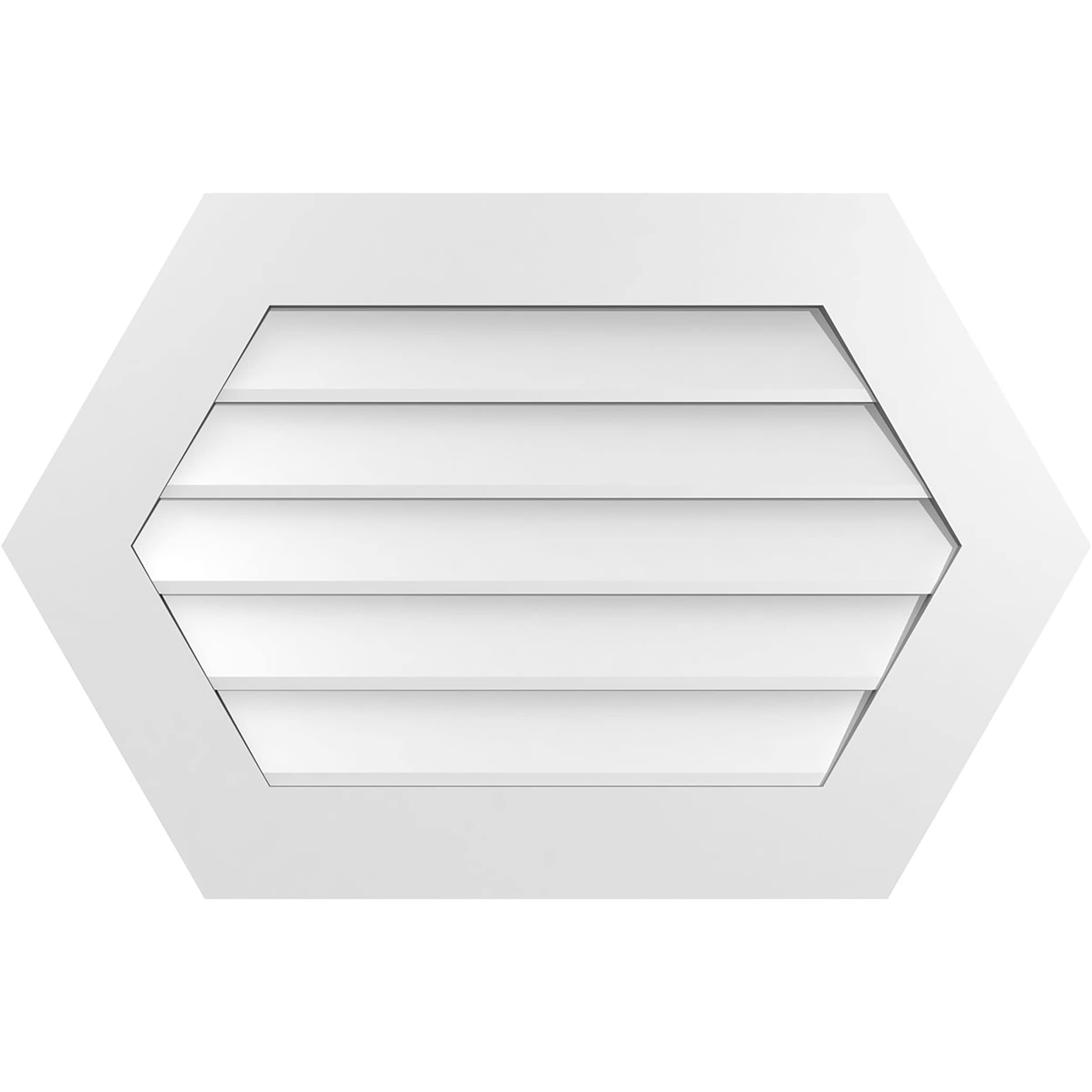 Ekena Millwork GVPHP34X2201SN 34-Inches x 22-Inches Off-white Peaked PVC Gable Louver Vent