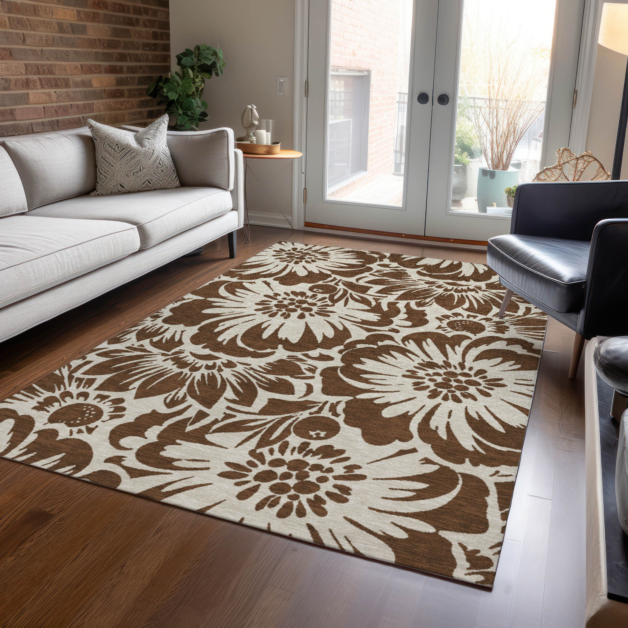 Addison Rugs ACN551BR5X8 Chantille ACN551BR 5 x 7 (ft) Polyester Brown Rectangular Indoor/Outdoor Abstract Farmhouse/Cottage Machine washable Area rug