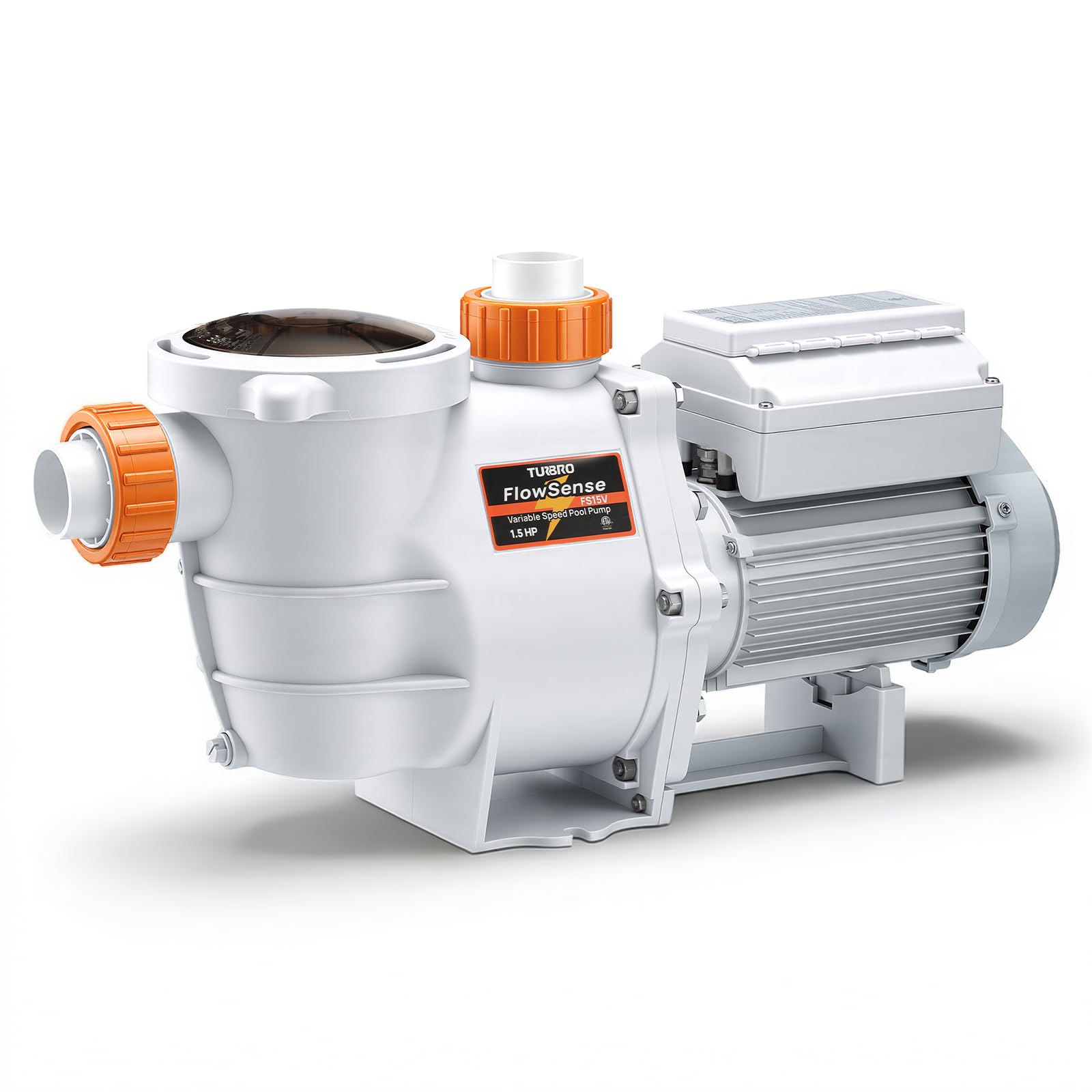 TURBRO  FS15V 1.5 HP Variable Speed Swimming Pool Pump 6300 GPH High Flow Self Priming Pool Pump for Above Ground Pools with Strainer Basket and NPT Fittings 220V 240V