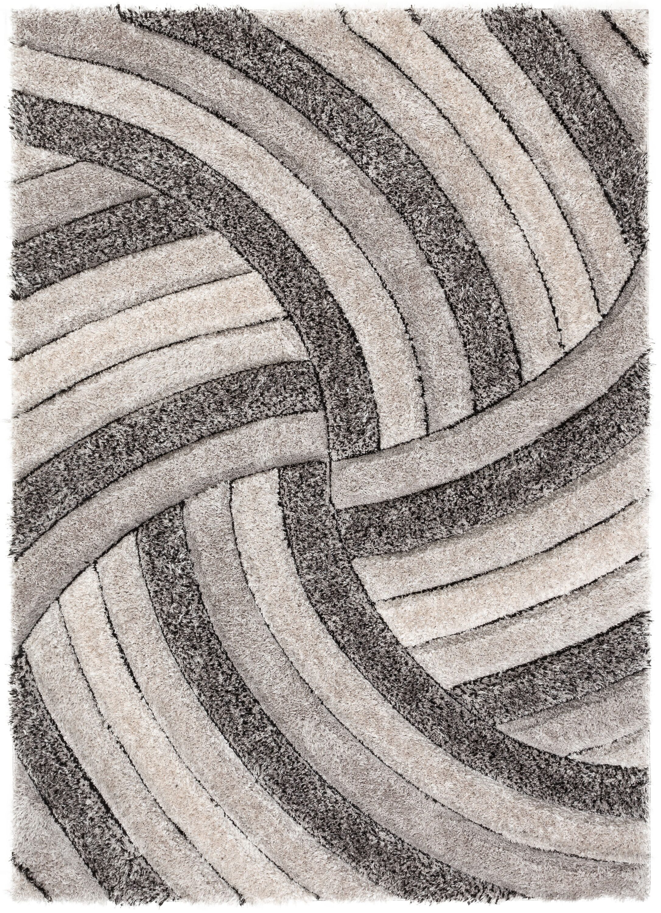 San Francisco Gray Geometric Shag Area Rug