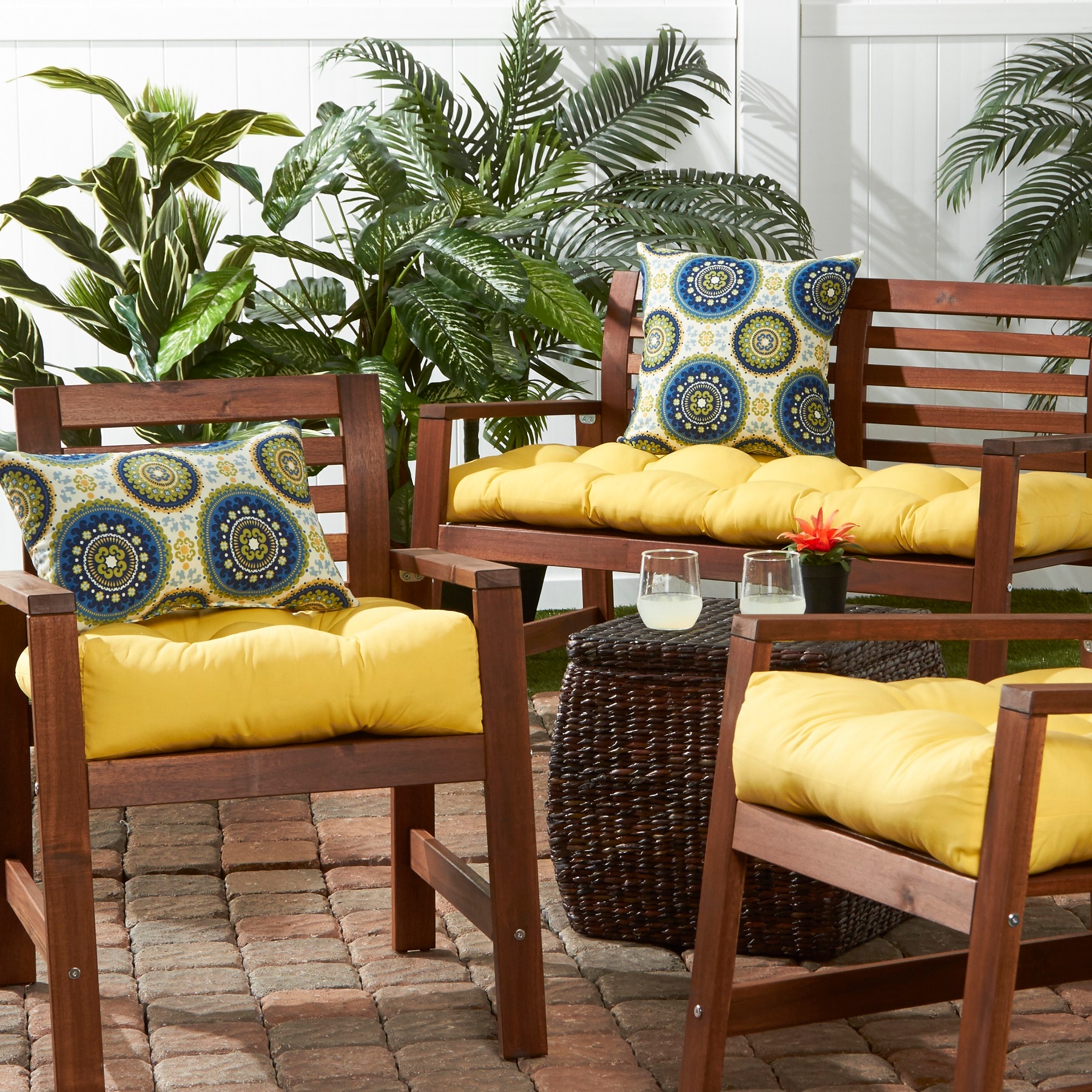 Greendale Home Fashions 18-in x 51-in Sunbeam Patio Bench Cushion ...