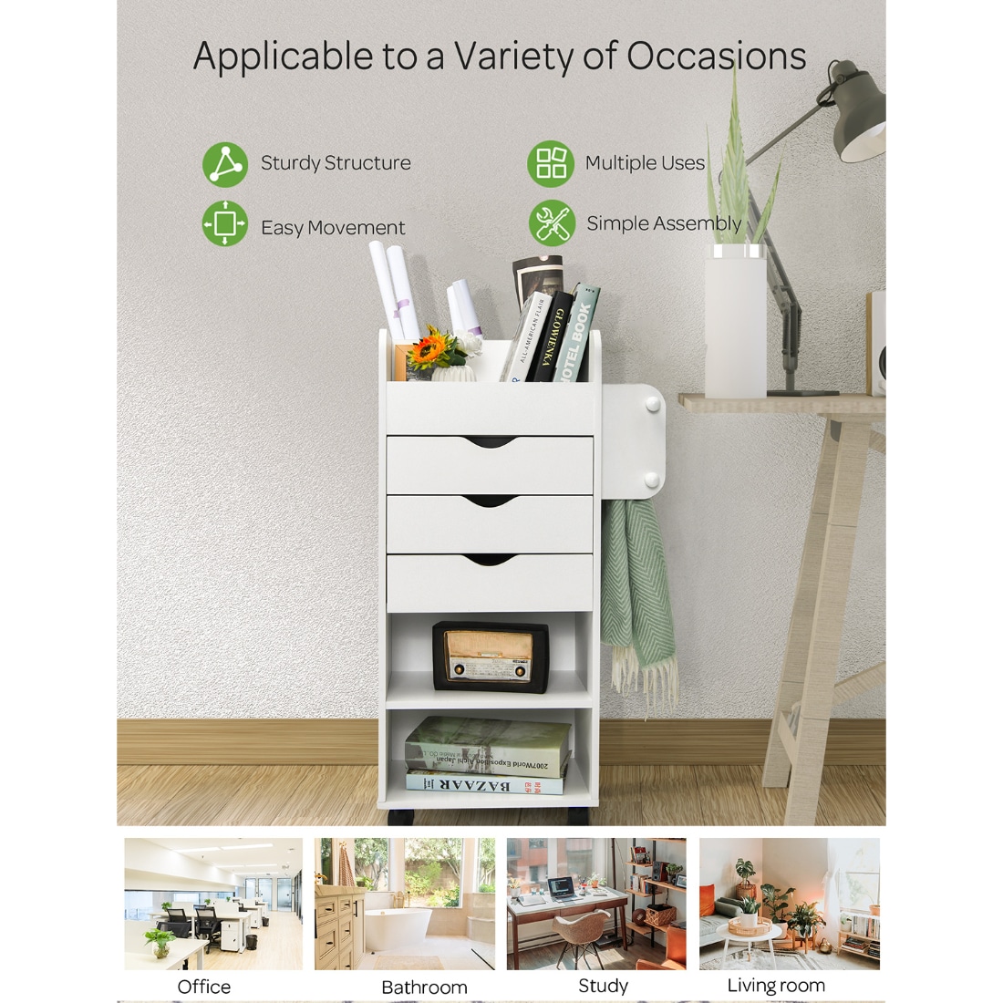 Slickblue D-CO-HW61376WH Office-Carts - View #4