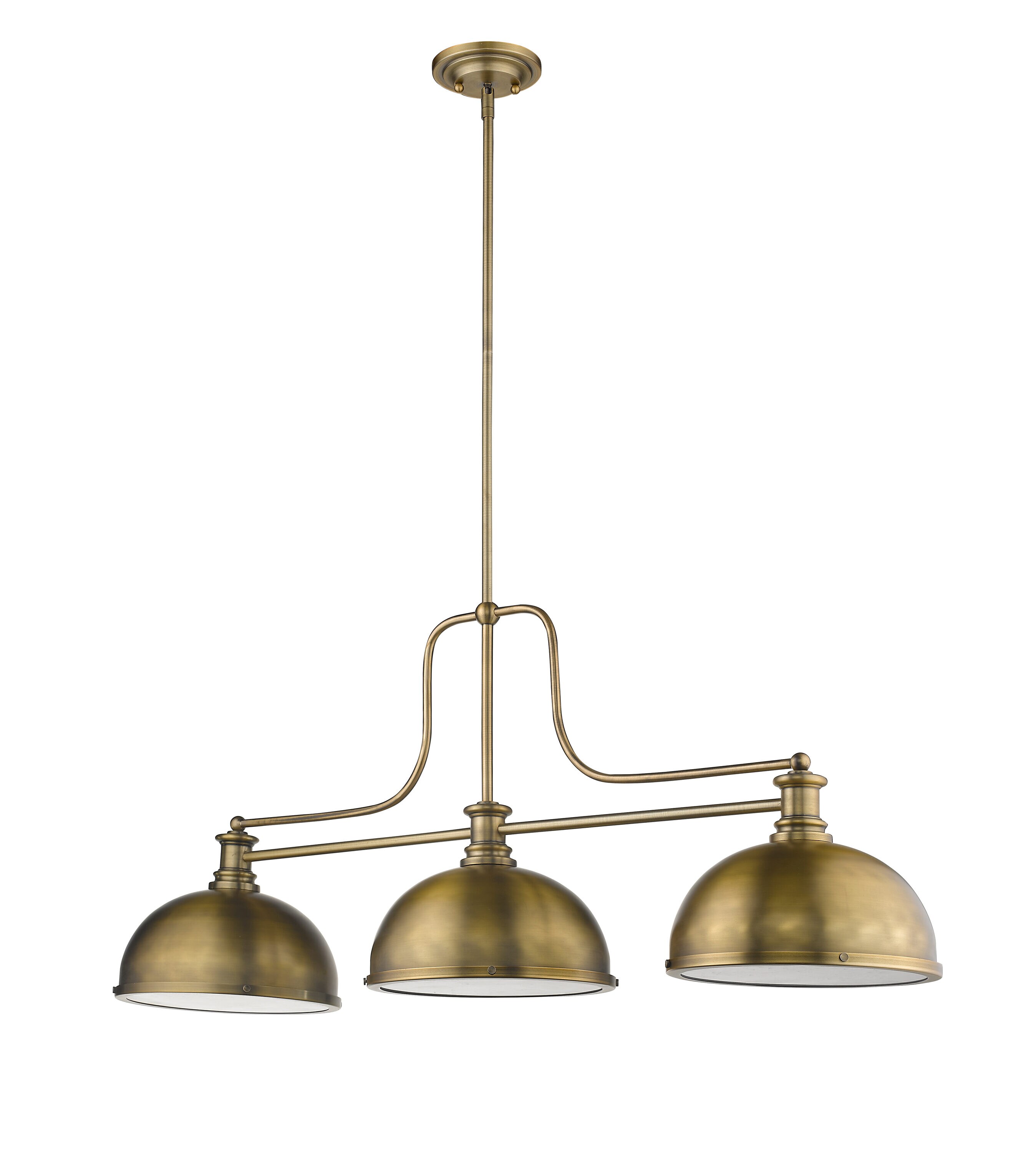 Mélange Vintage-Inspired Heritage Brass 3-Light Ceiling Chandelier