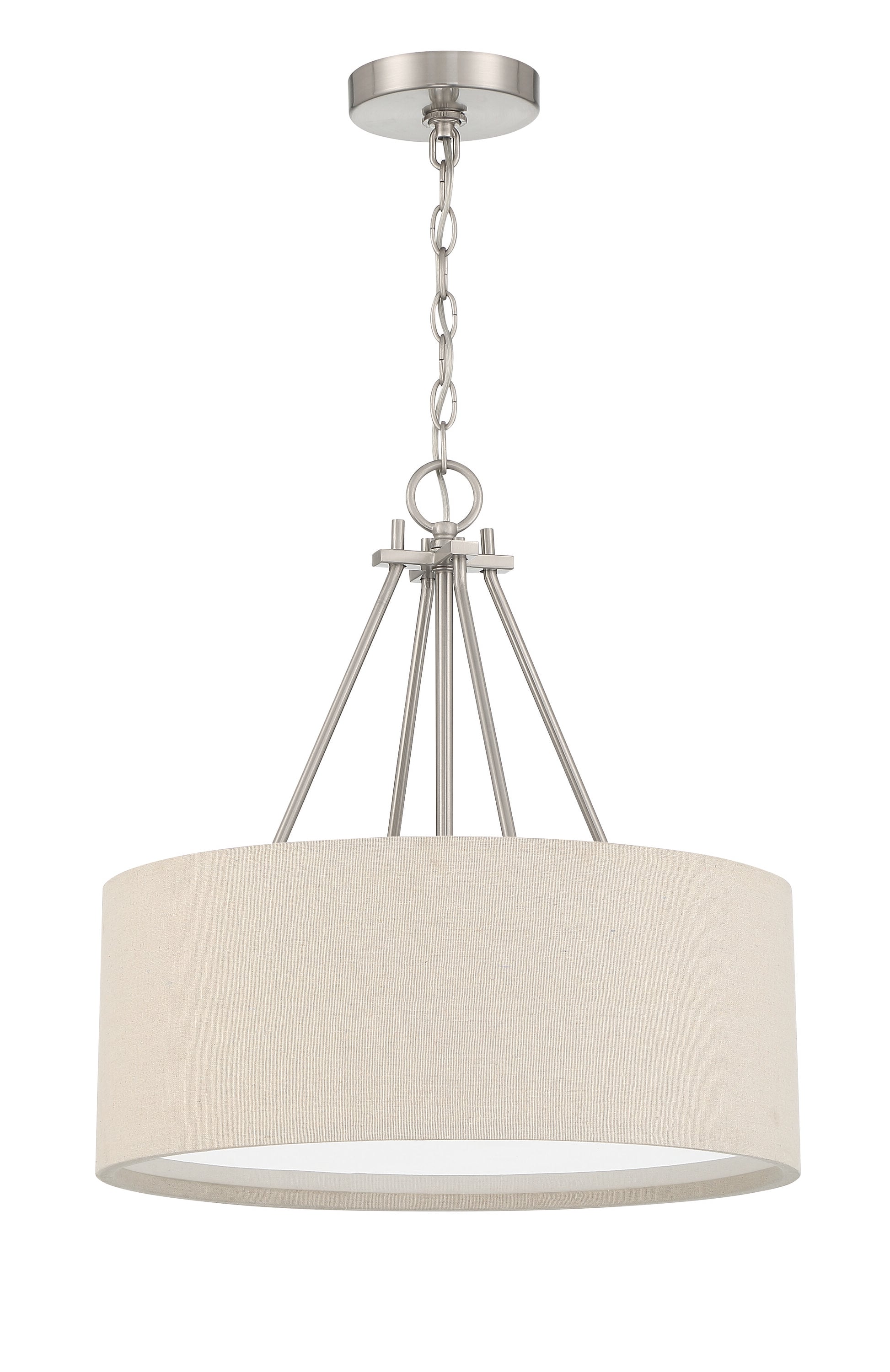 Craftmade 56593-BNK Duke 3 -Light Brushed Polished Nickel Traditional Drum Medium Hanging Pendant light