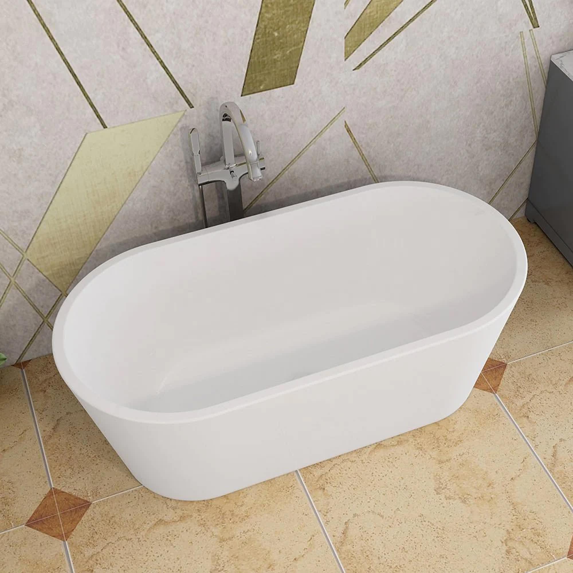 Antony 63" White Acrylic Freestanding Soaking Bathtub