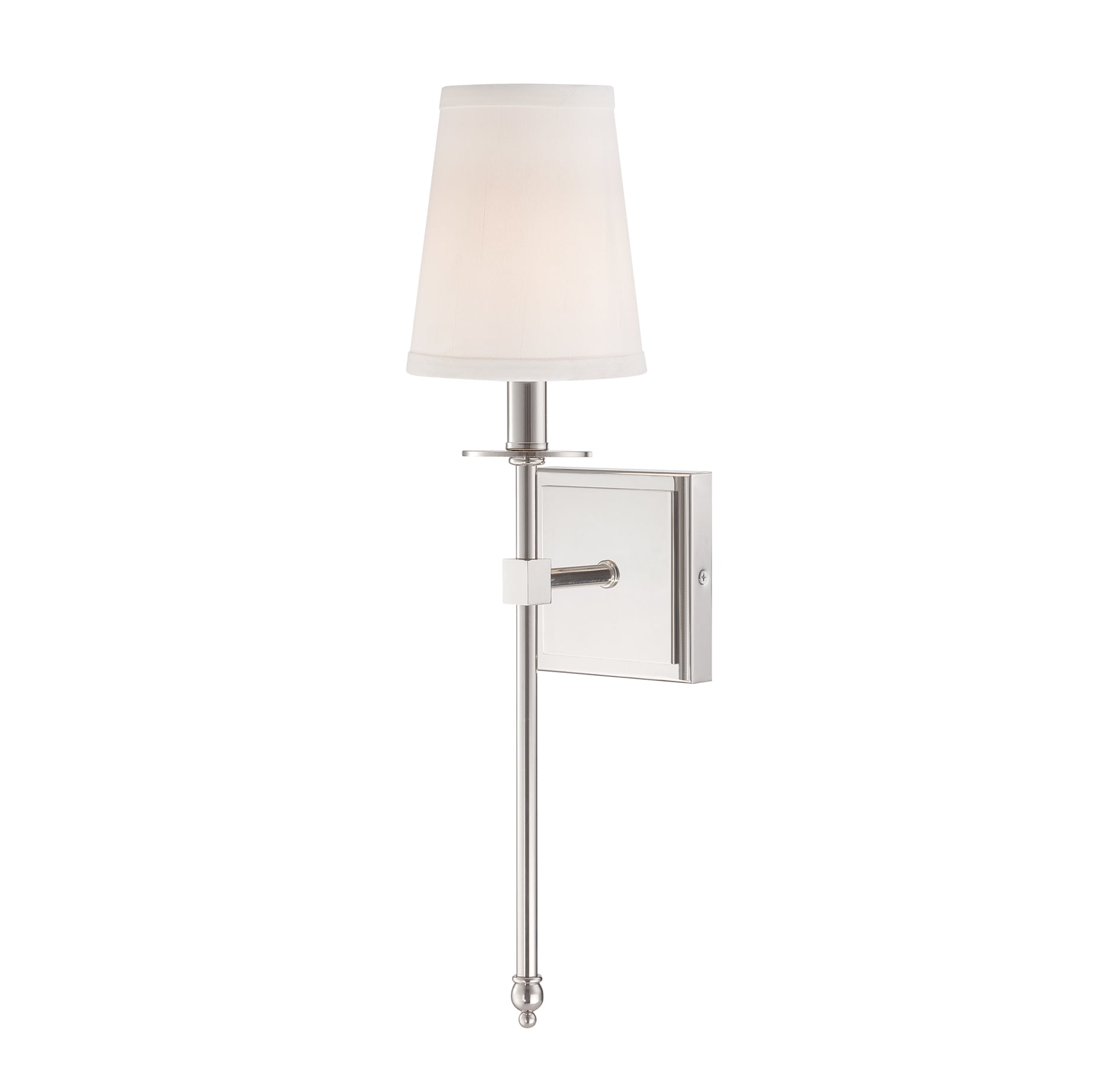 Transitional Style Polished Nickel 1-Light Wall Sconce with White Shade
