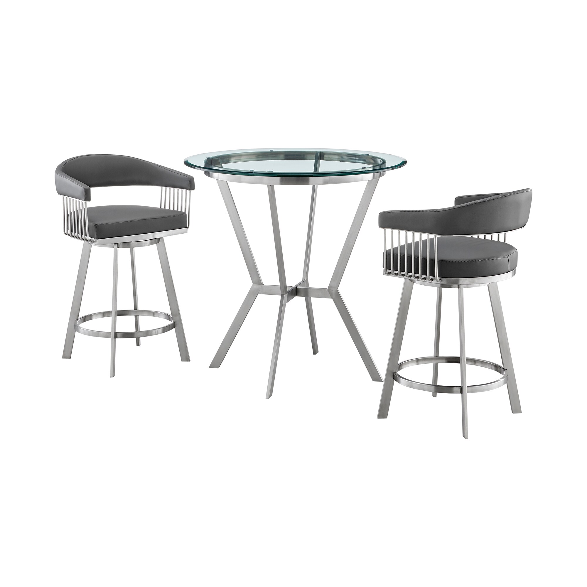 Armen Living SETNMCHGRBS3 Black Contemporary/Modern Dining Room Set with Round Table ( Seats 2 )