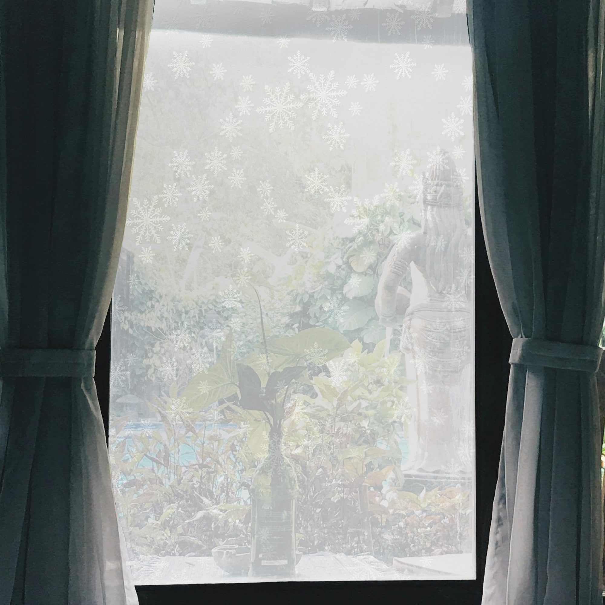 Unique Bargains Snow Pattern Window Privacy Film Self-adhesive Glass Window Sticker Window Privacy Film for Home Office 39.37 Inch L x 17.72 Inch W Clear