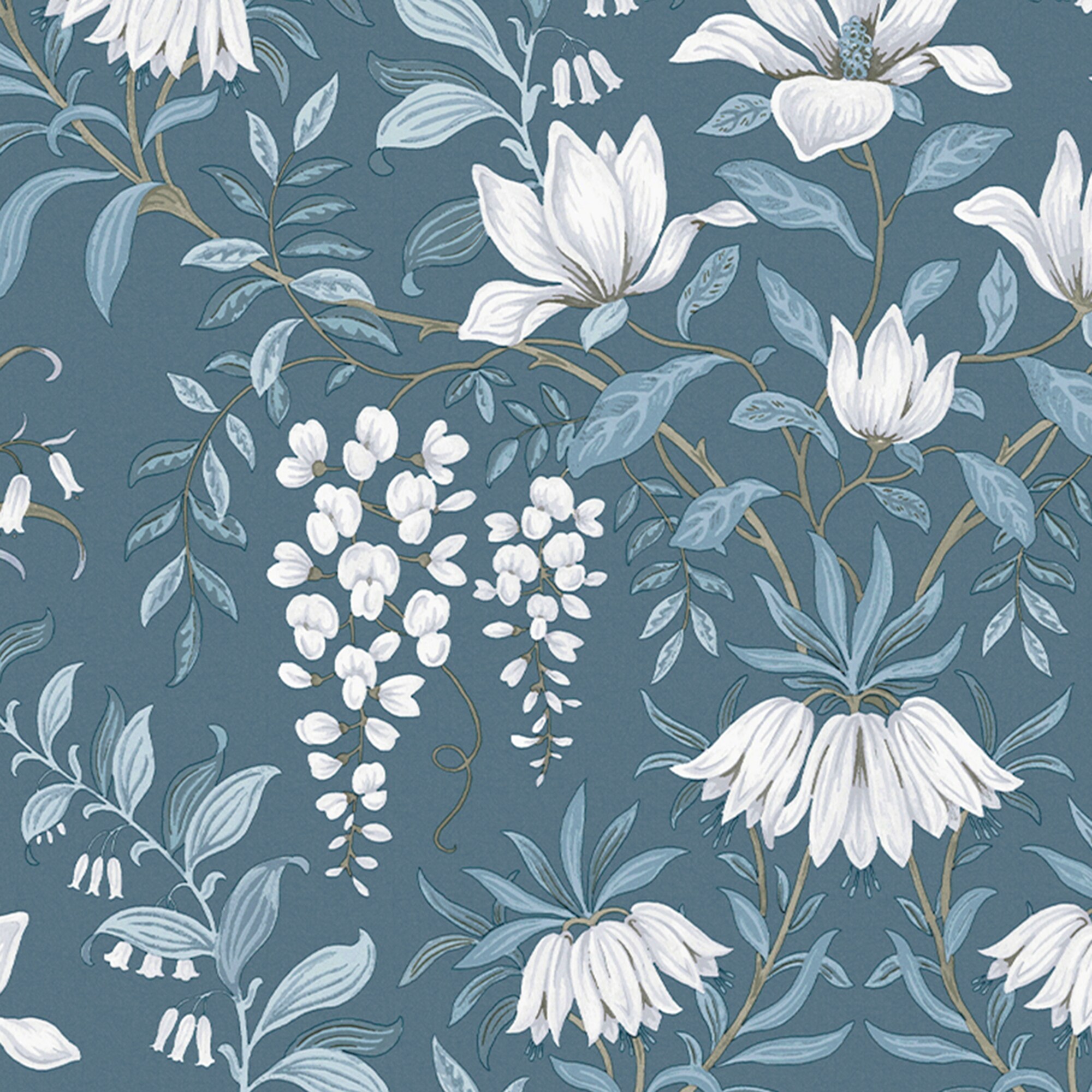 Laura Ashley 8-in Dark Seaspray Blue Non-Woven Toile 56-sq ft Unpasted Paste The Wall Wallpaper Sample | 11849494