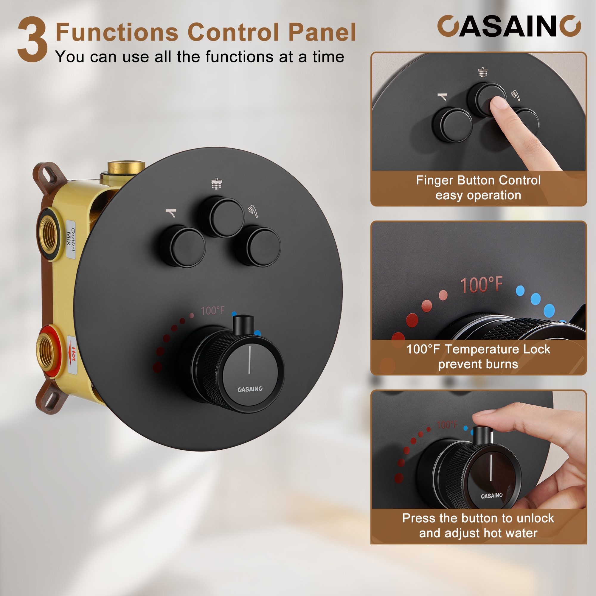 CASAINC TC01-BN Showerhead-Bar-Panels - View #5