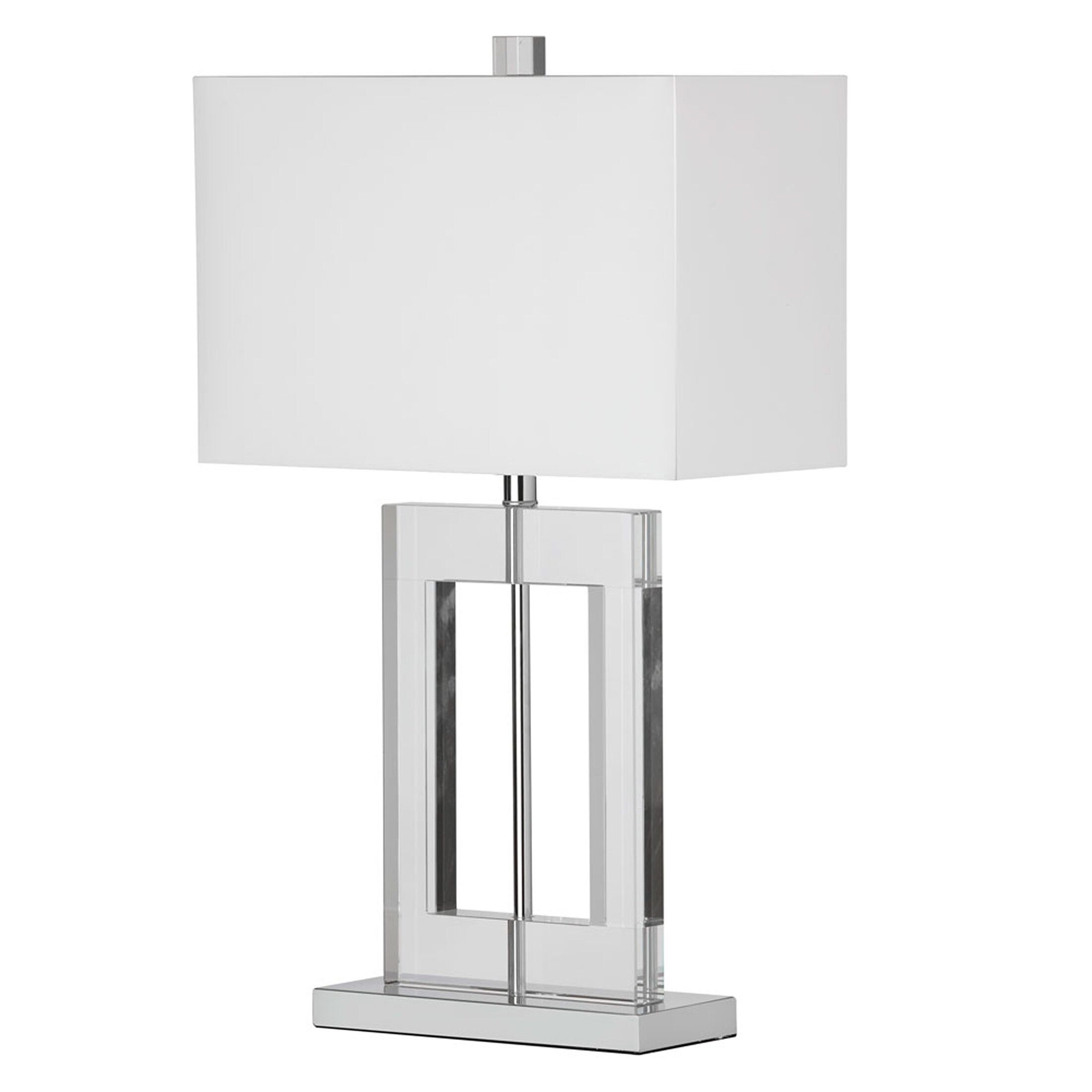 Dainolite C52T-PC Crystal 25.5-Inches White 3-way Table Lamp with Fabric Shade