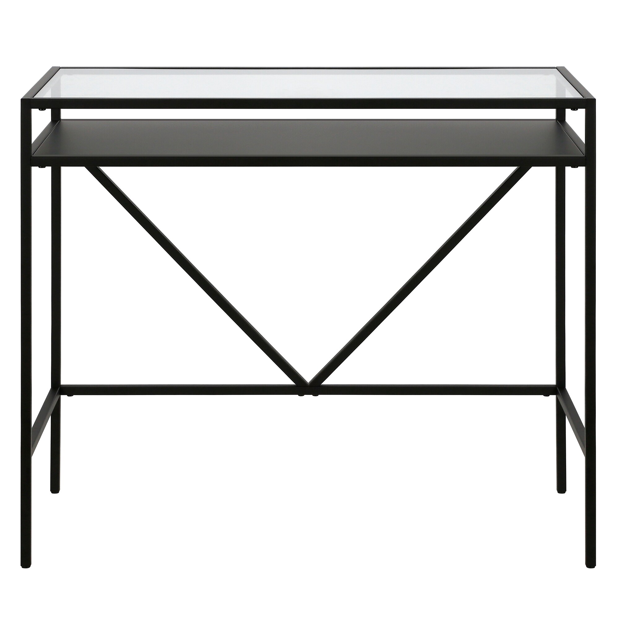 Hailey Home Baird Rectangular 36'' Wide Desk with Metal Shelf in ...