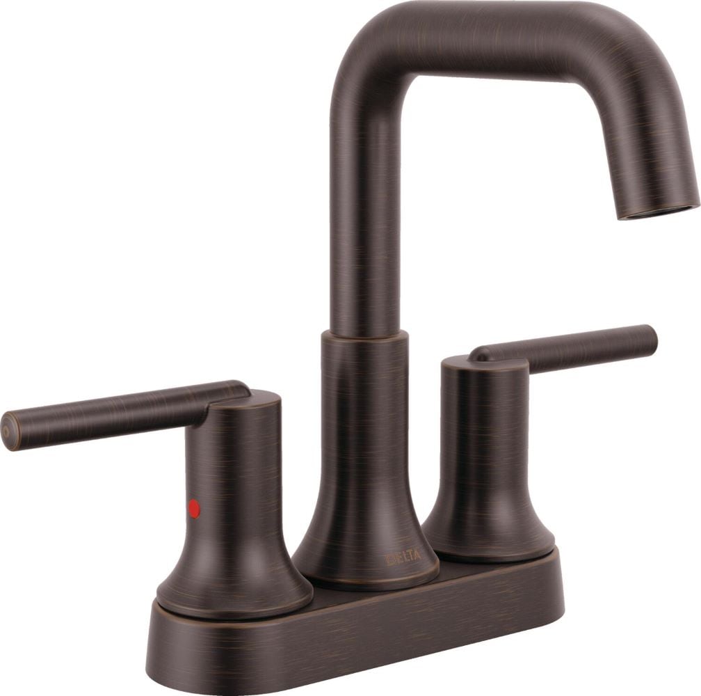 Delta 2554-RBMPU-DST Trinsic Venetian Bronze 4-in centerset 2-handle WaterSense High-arc Commercial/Residential Handle Bathroom Sink Faucet with Drain with Deck Plate