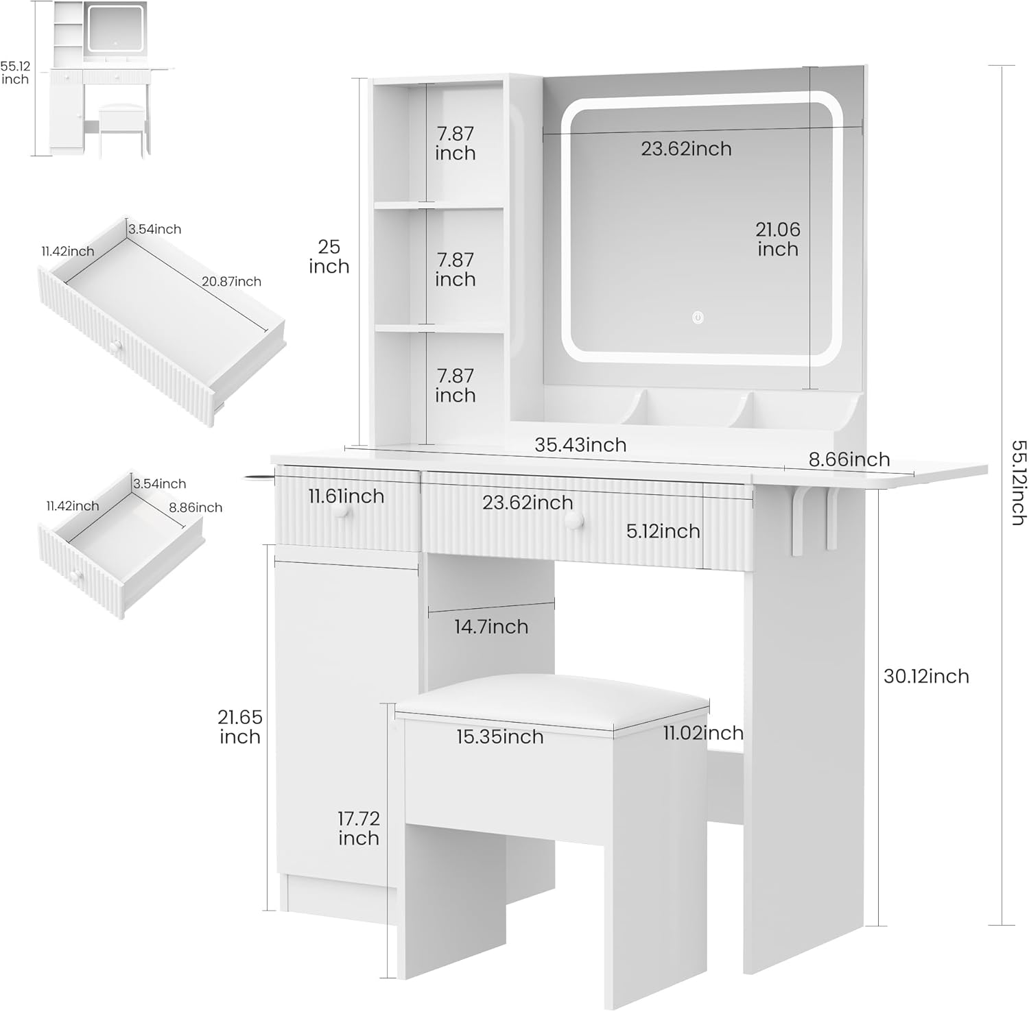 Qeetex LHF-SZT-PHK-33JDRYMX Bedroom-Vanities - View #2