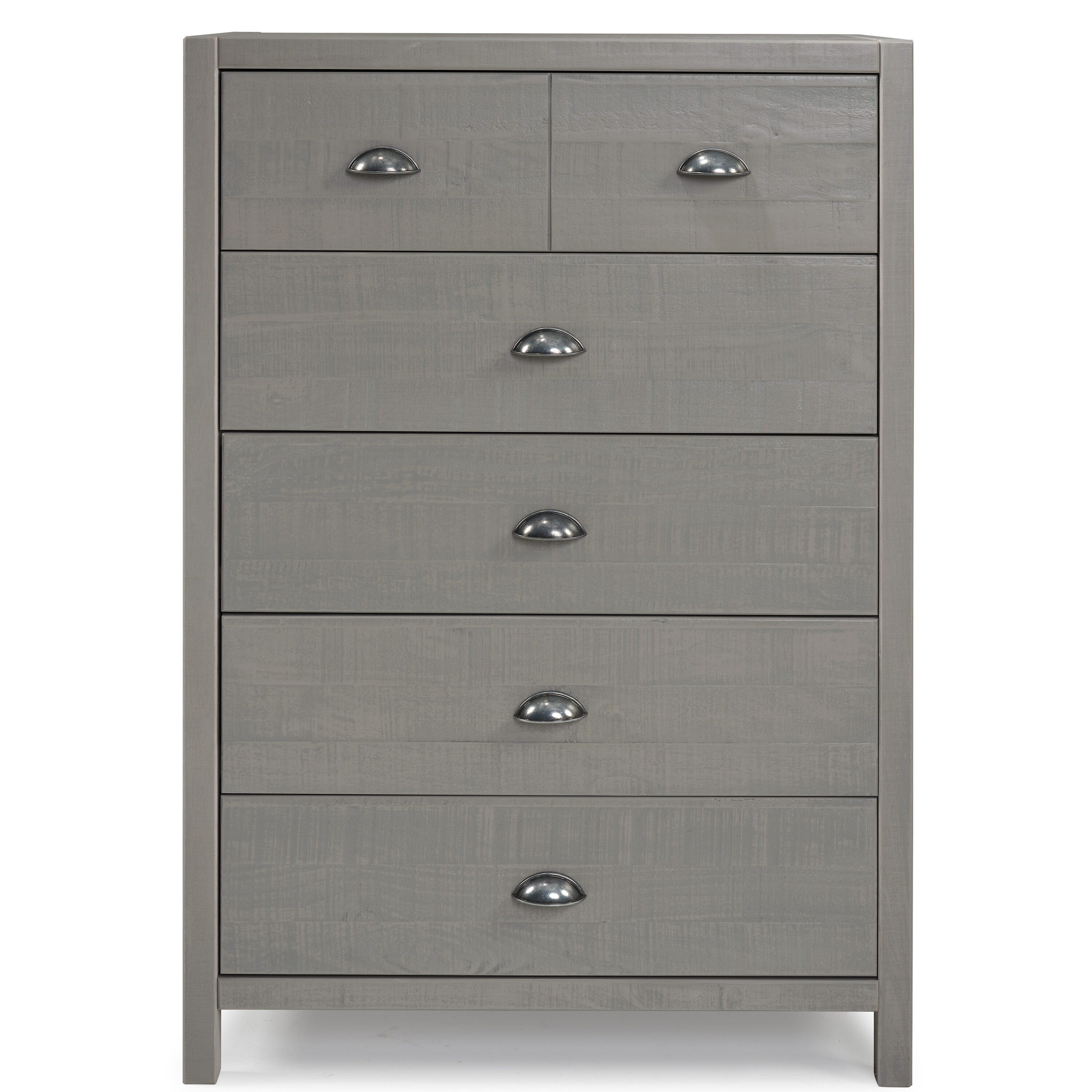 Hampton Driftwood Brown Pine Five Drawer Chest