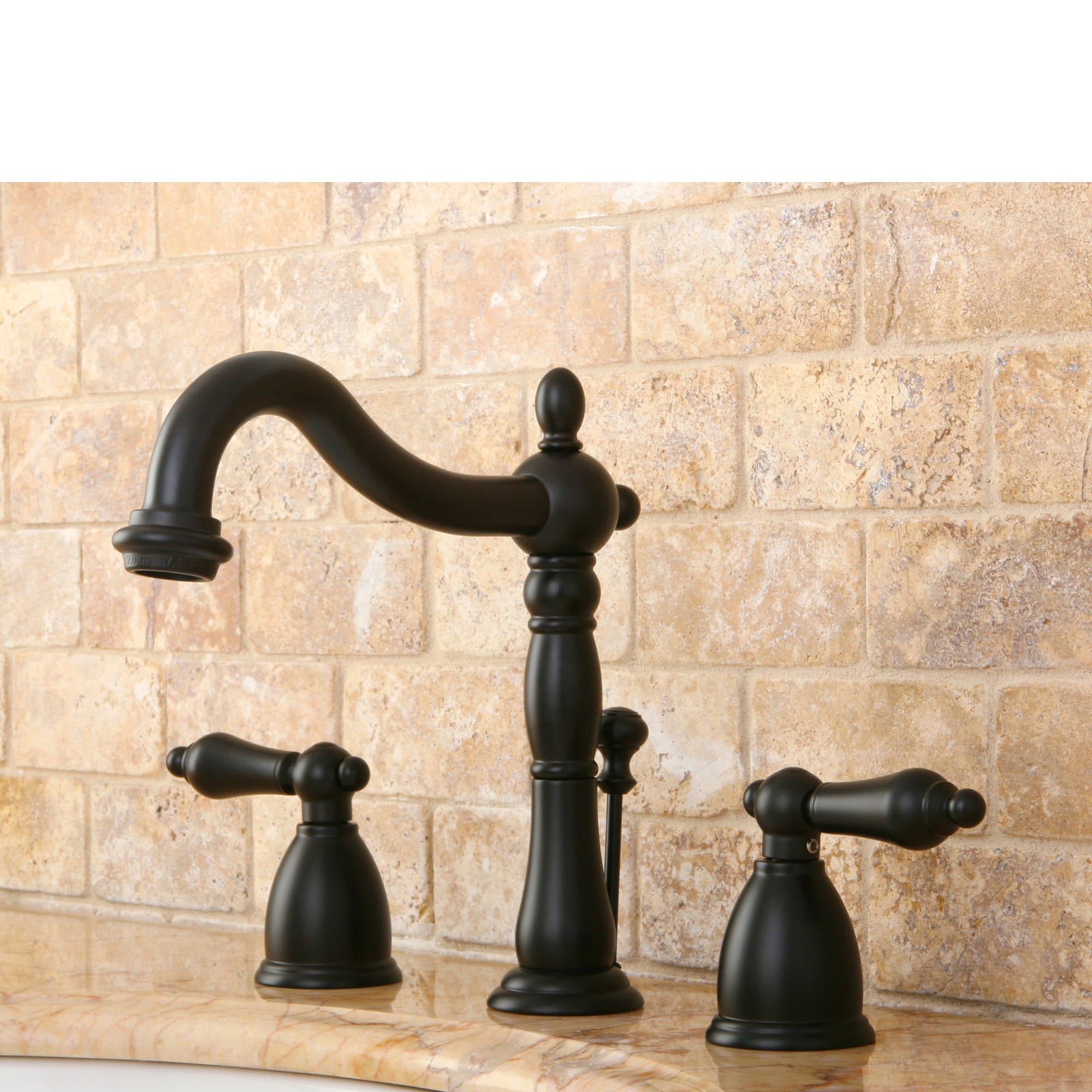 Kingston Brass WLKB1975AL Concord Oil-rubbed bronze Widespread 2-handle High-arc Residential Handle Bathroom Sink Faucet with Drain