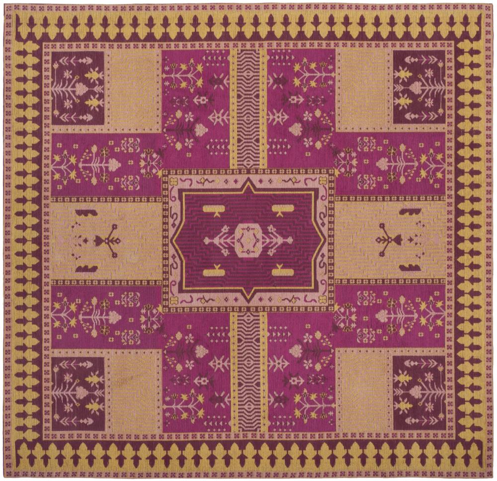 Safavieh CLV512E-6SQ Classic Vintage Tomaso 6 x 6 (ft) Loomed Cotton Fuchsia/Gold Square Indoor Abstract Global Area rug