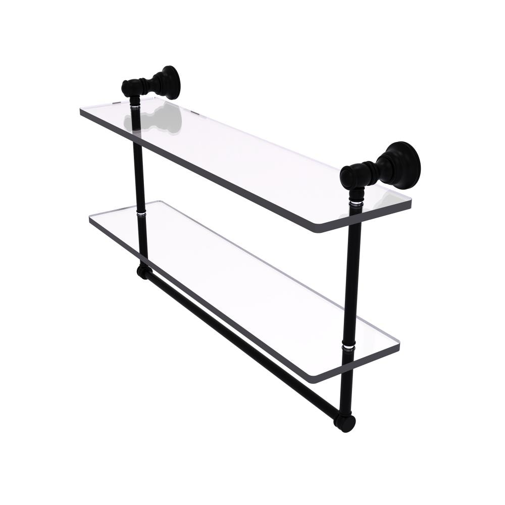 Allied Brass CL-2-22TB-BKM Carolina Matte Black 2 -Tier Wall mount Bathroom Shelf ( 22-in x 9.5-in x 5-in )