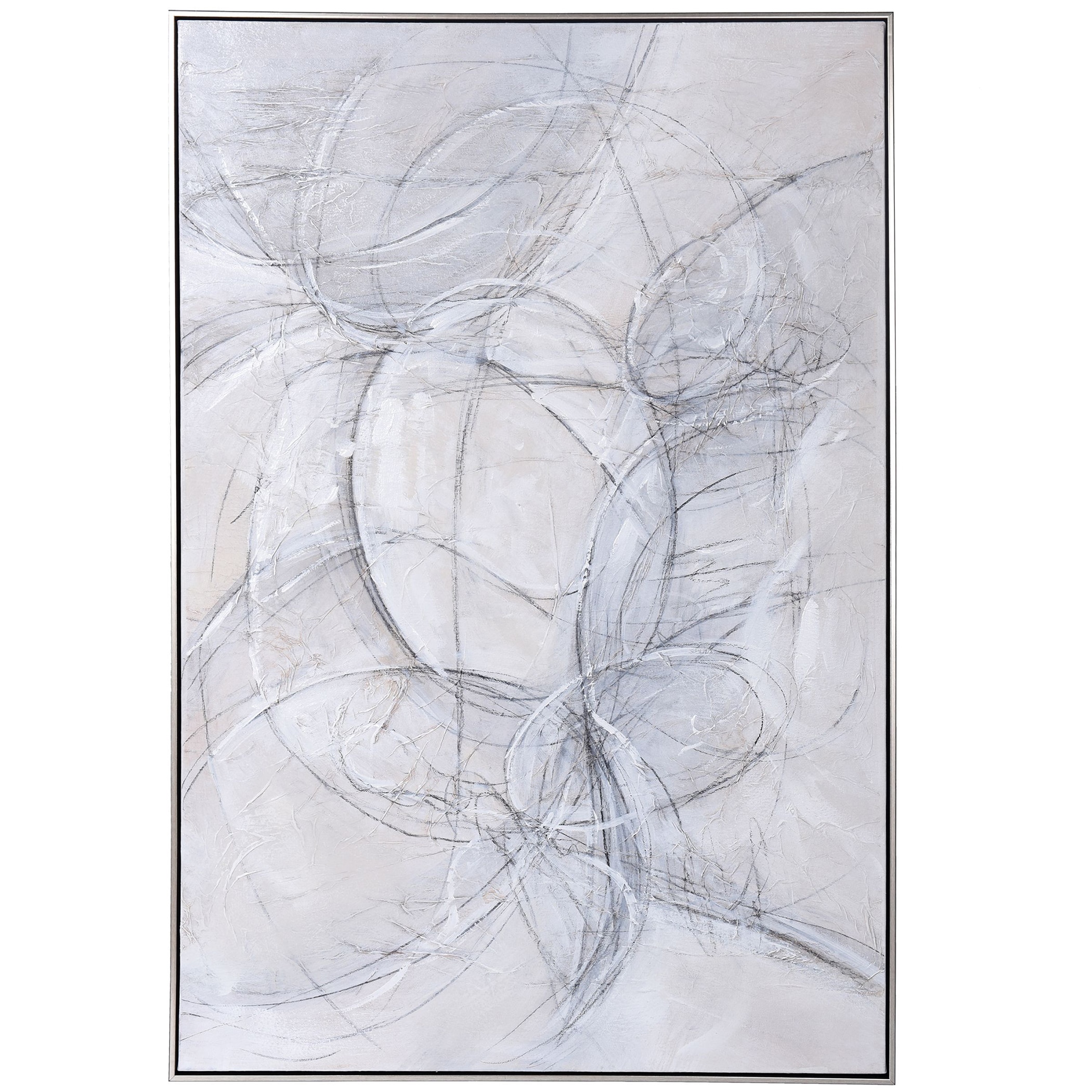 StyleCraft Home Collection WI33970DS Silver Framed 47-in H x 32-in W Abstract Canvas Print