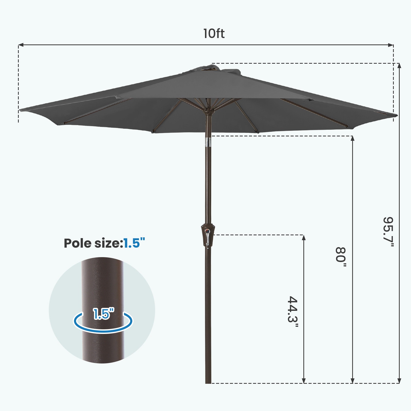 JEAREY JE-QTZZS-10FT-GR Umbrellas-2 - View #3