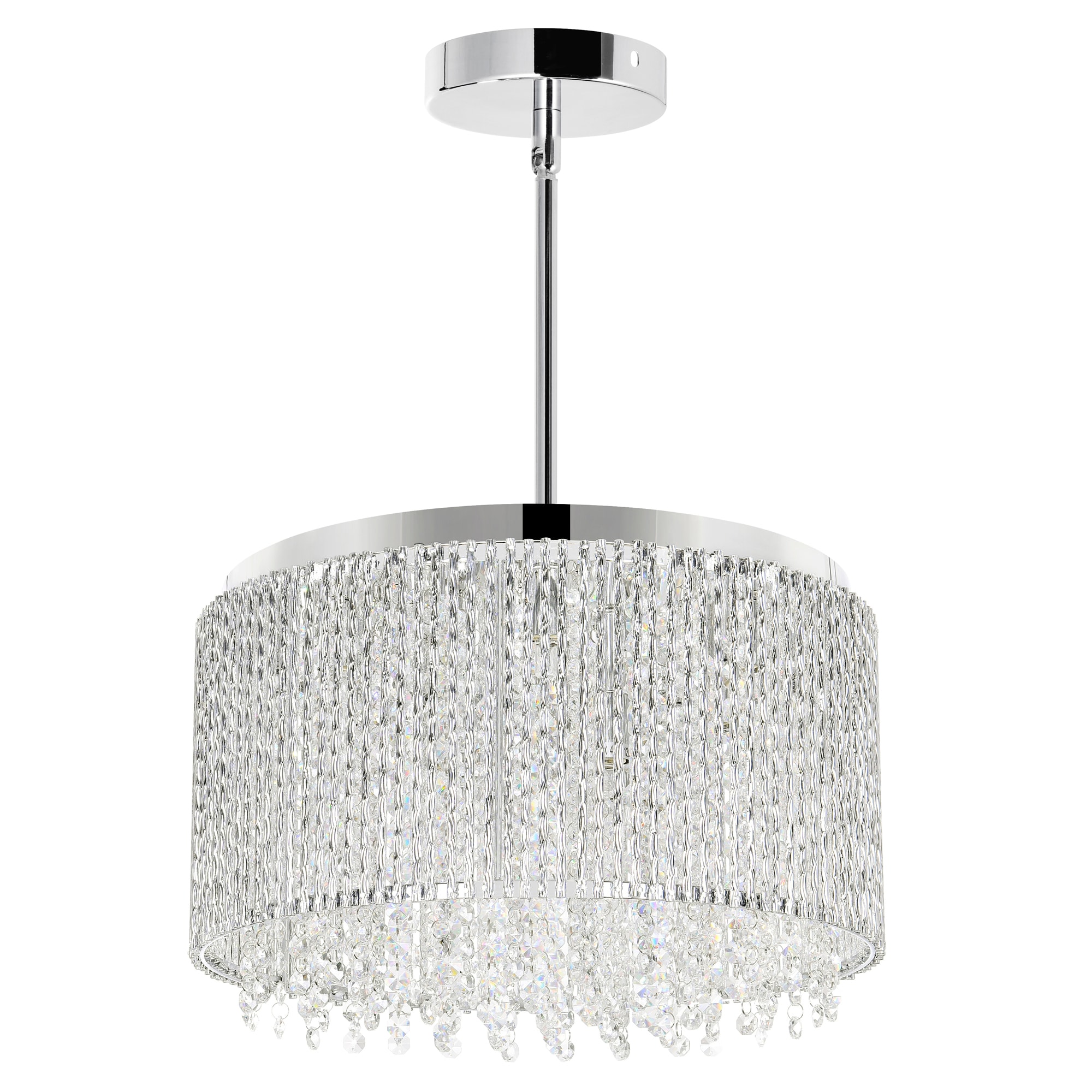 Claire 16" Chrome Drum Chandelier with Clear Crystals