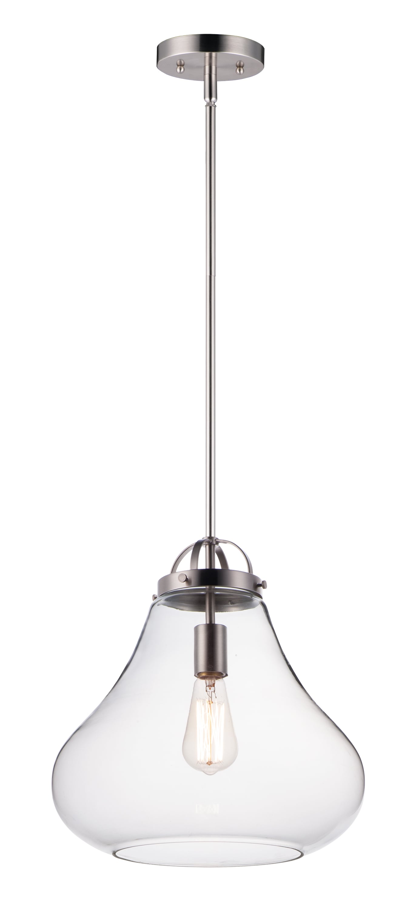 Maxim Lighting 10093CLSN Stella Satin Nickel Transitional Clear glass Teardrop Medium Hanging Pendant light