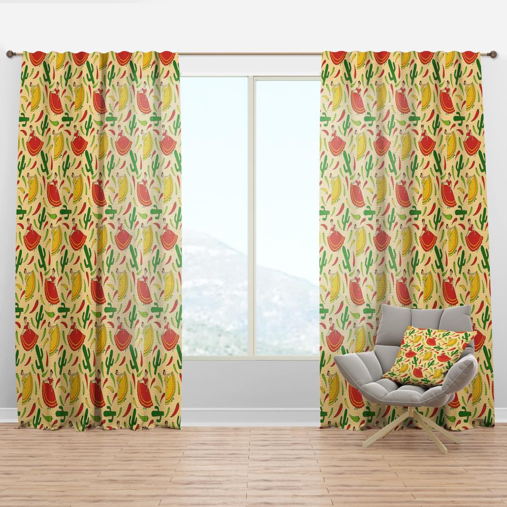 Designart CTN18931-52-84 84-in Red Abstract Room darkening Thermal lined Rod pocket Single curtain panel