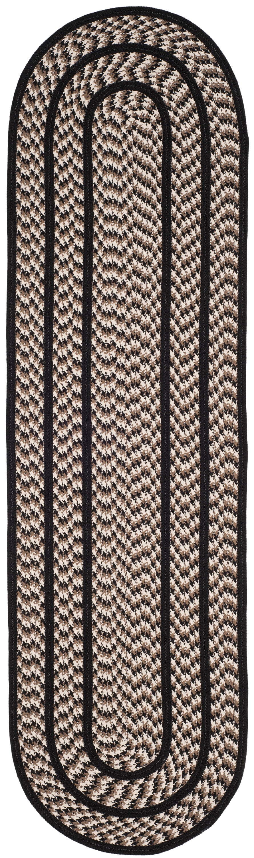 Safavieh BRD401C-28OV Braided Montpelier 2 x 8 (ft) Polypropylene Ivory/Black Oval Indoor Stripe Farmhouse/Cottage Runner rug