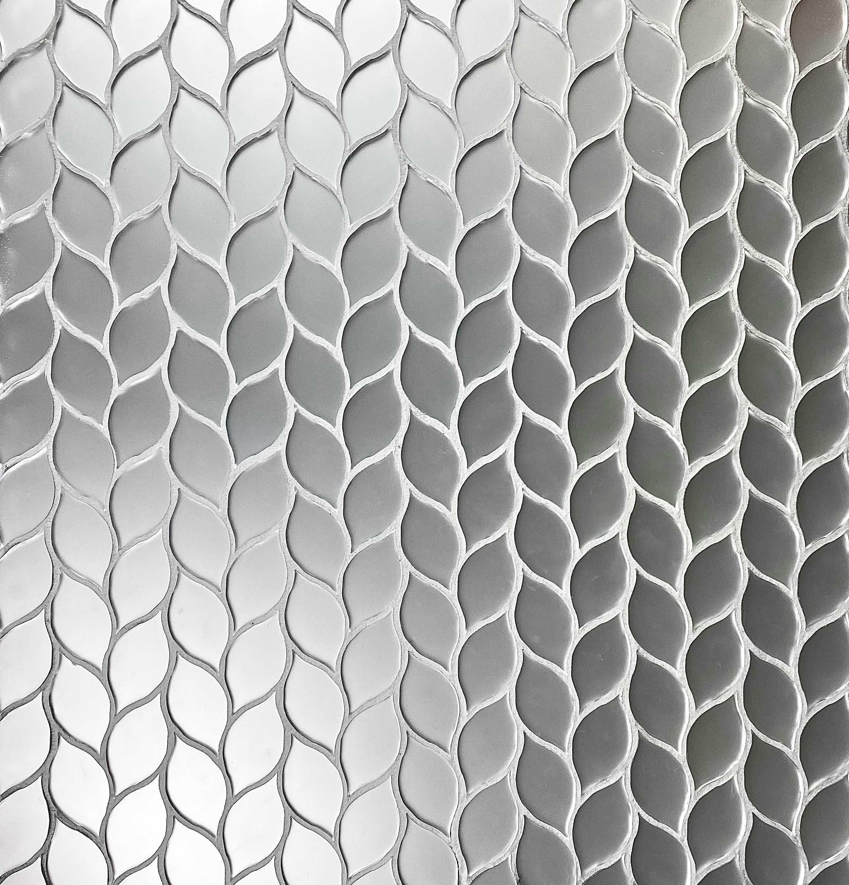 Abolos LWSMSCLEA-SM Handmade Frosted Mirror Silver White/Frosted 12-in x 12-in Matte Glass Patterned Arabesque Mosaic Wall Tile ( 15-sq ft Carton )