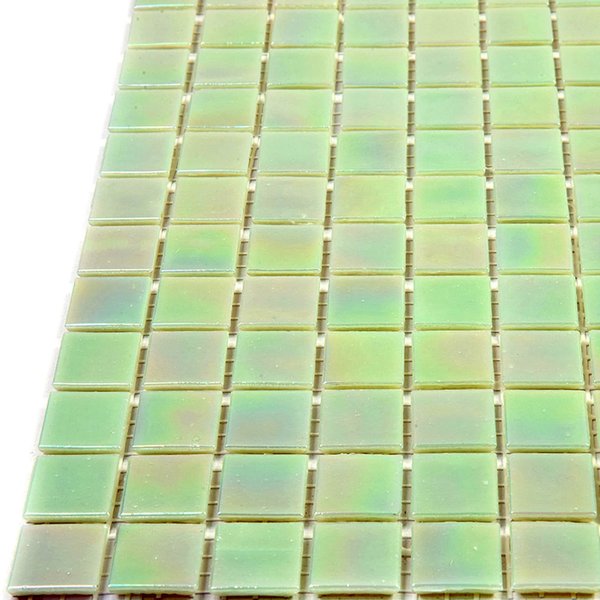 Nacreous 12" x 12" Glossy Green Glass Mosaic Tile