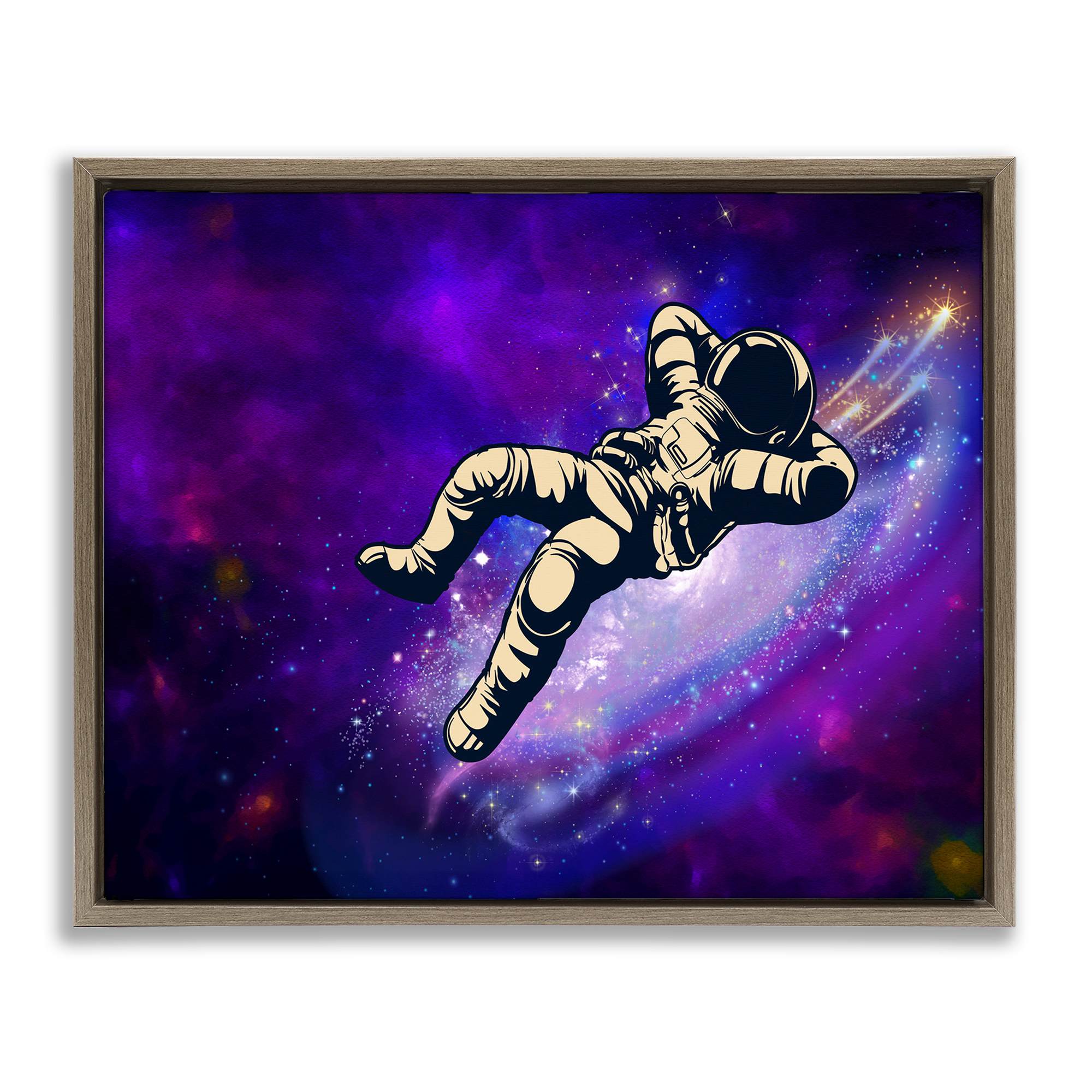 Stupell Industries BS-059-FFE-16X20 Relaxing Astronaut in Space Floating Frame Design by Jesse Keith