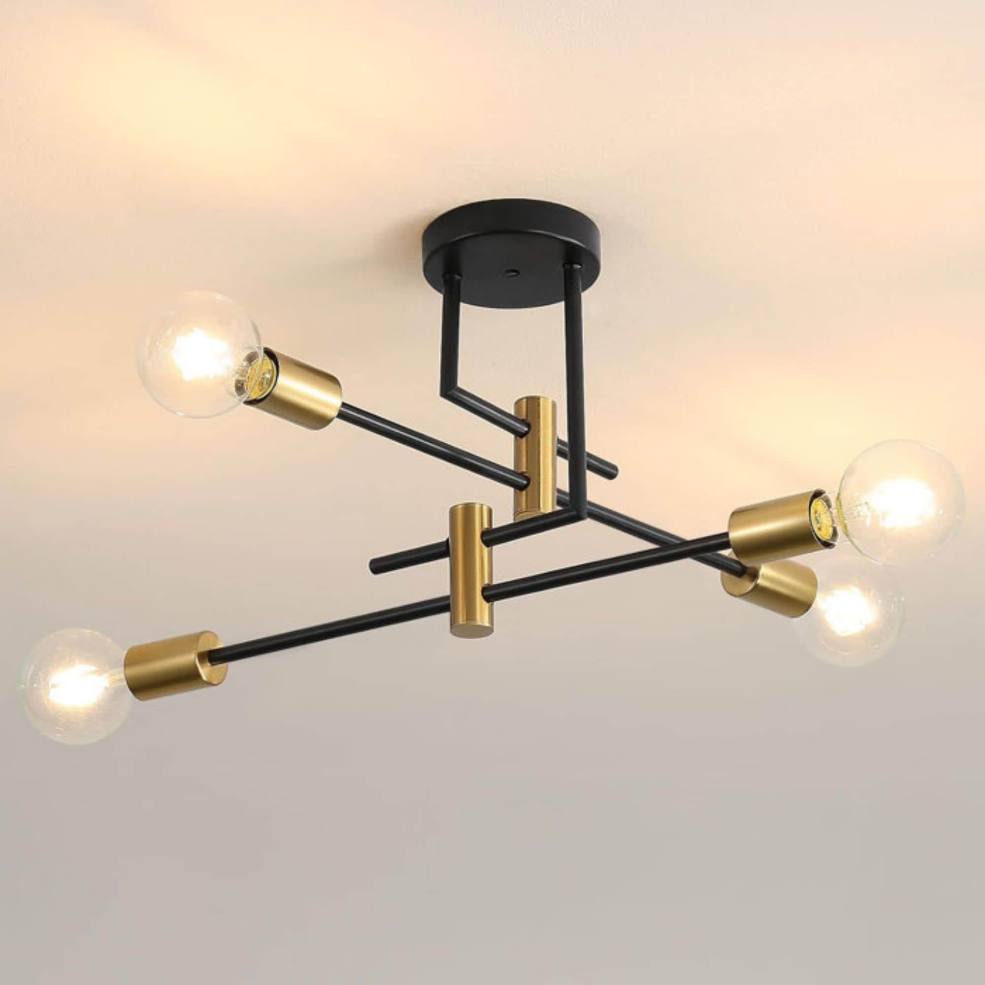 LTMATE LSB000005 JAZAVA 4 -Light 21.65-in Matte Black Semi Flush Mount Light