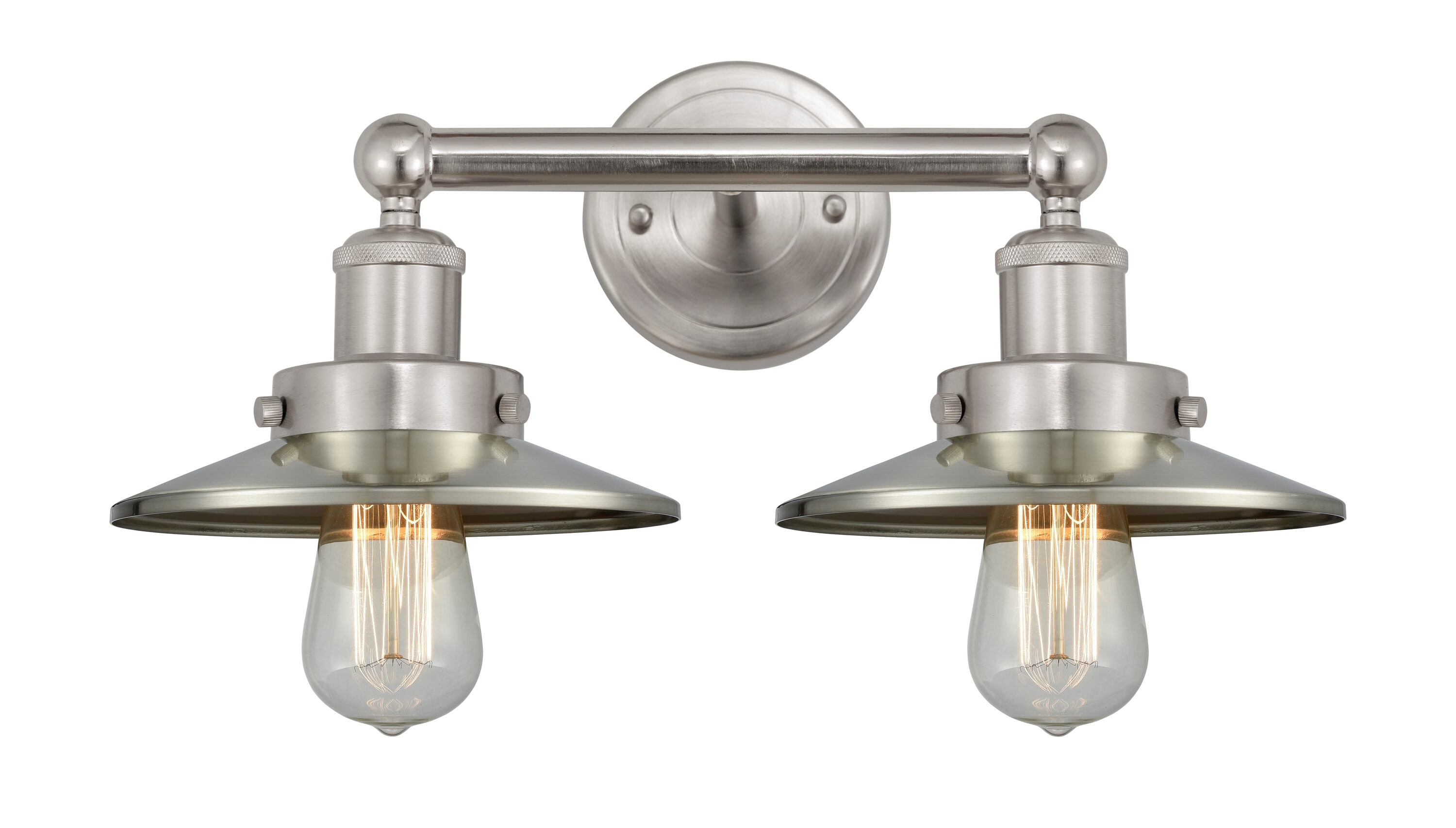 Innovations Lighting 616-2W-SN-M2-SN Railroad 18-in 2 -Light Brushed Nickel Traditional Vanity light