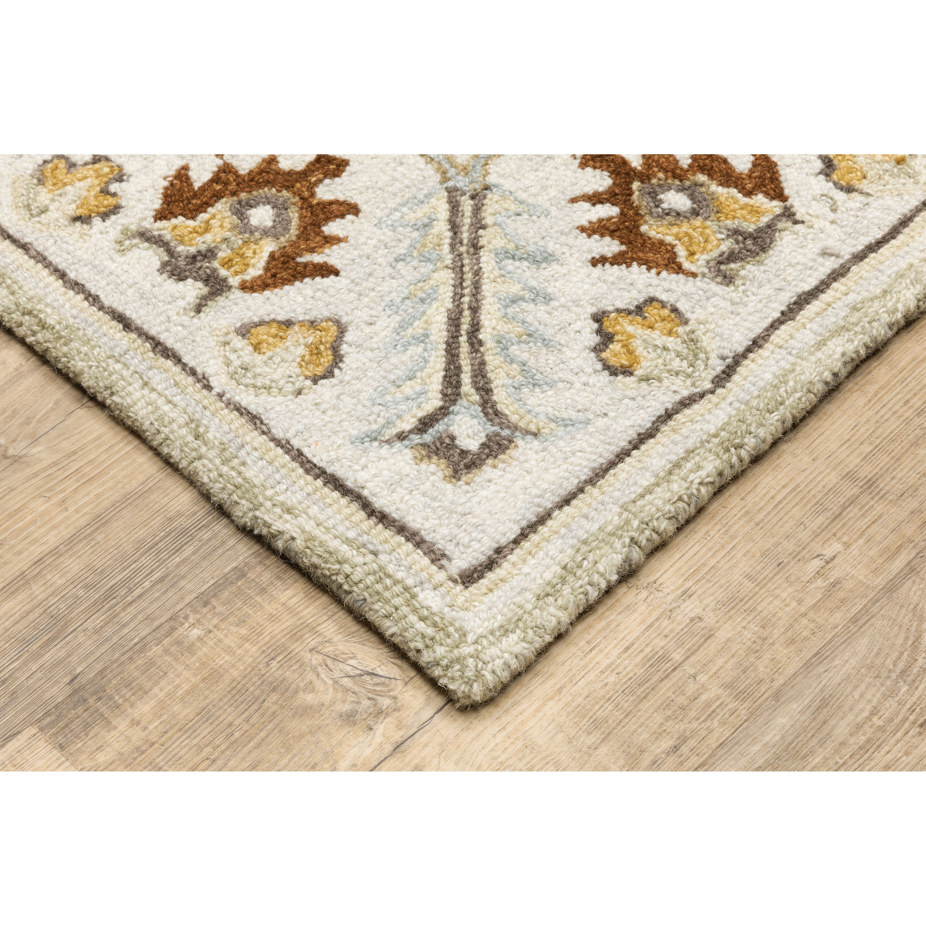 Handmade Brown and White Wool Medallion Rug, 5' x 8'