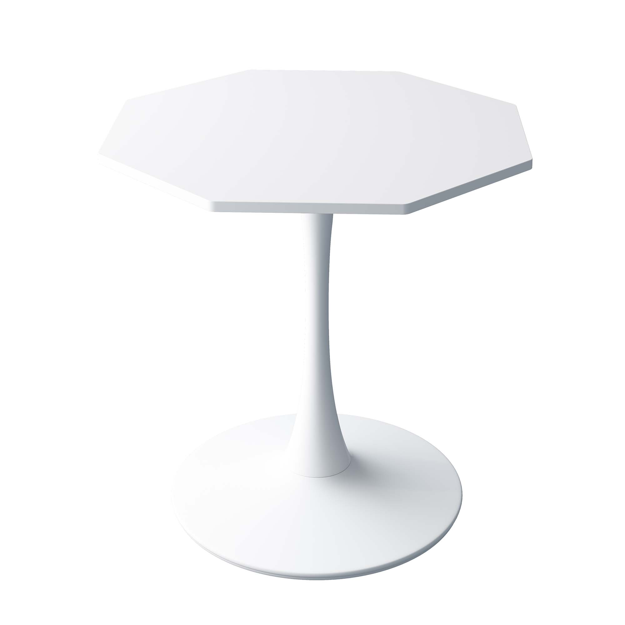Sunrinx MG11-DT-13 White Octagonal Contemporary/Modern MDF Dining Table, with White Finish and Metal Pedestal Base 31.5-in L x 28.74-in H