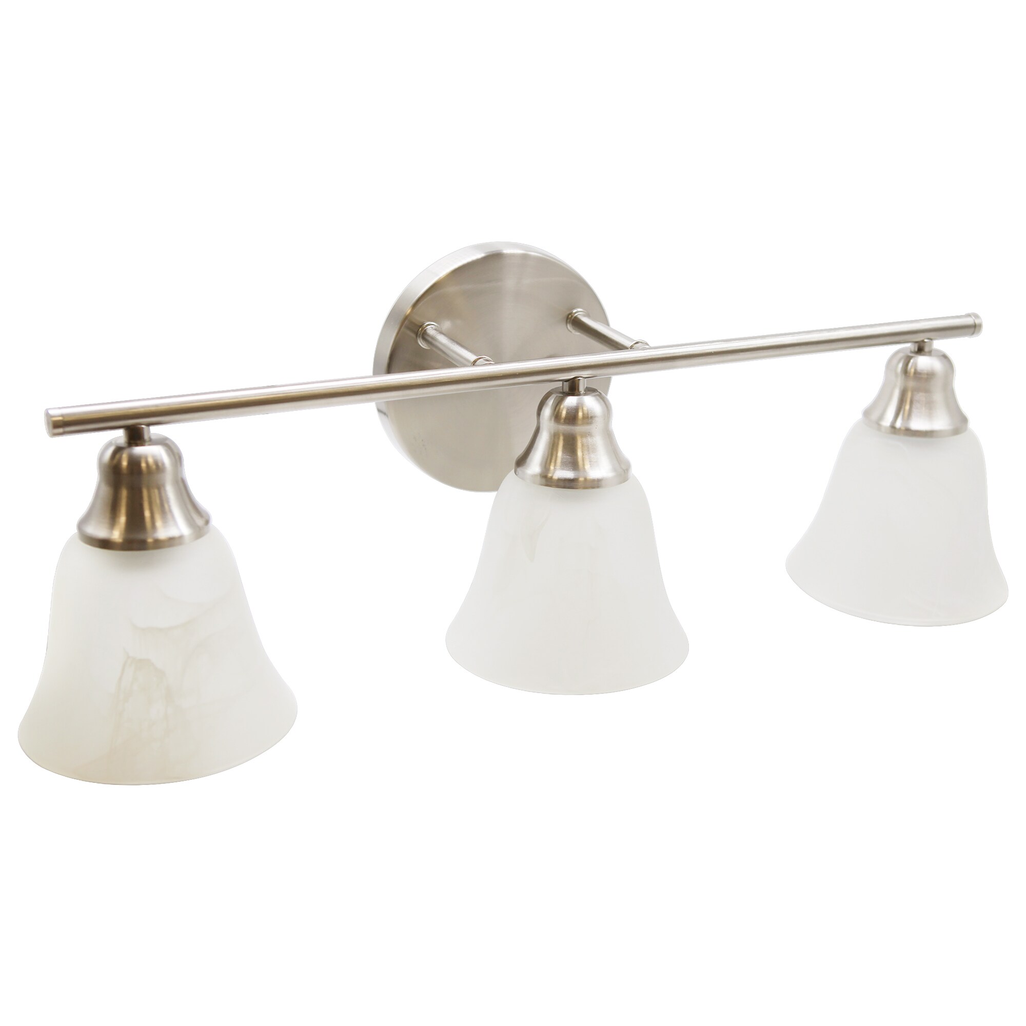 24 Inch Brushed Nickel Vanity Light with Alabaster Glass Shades