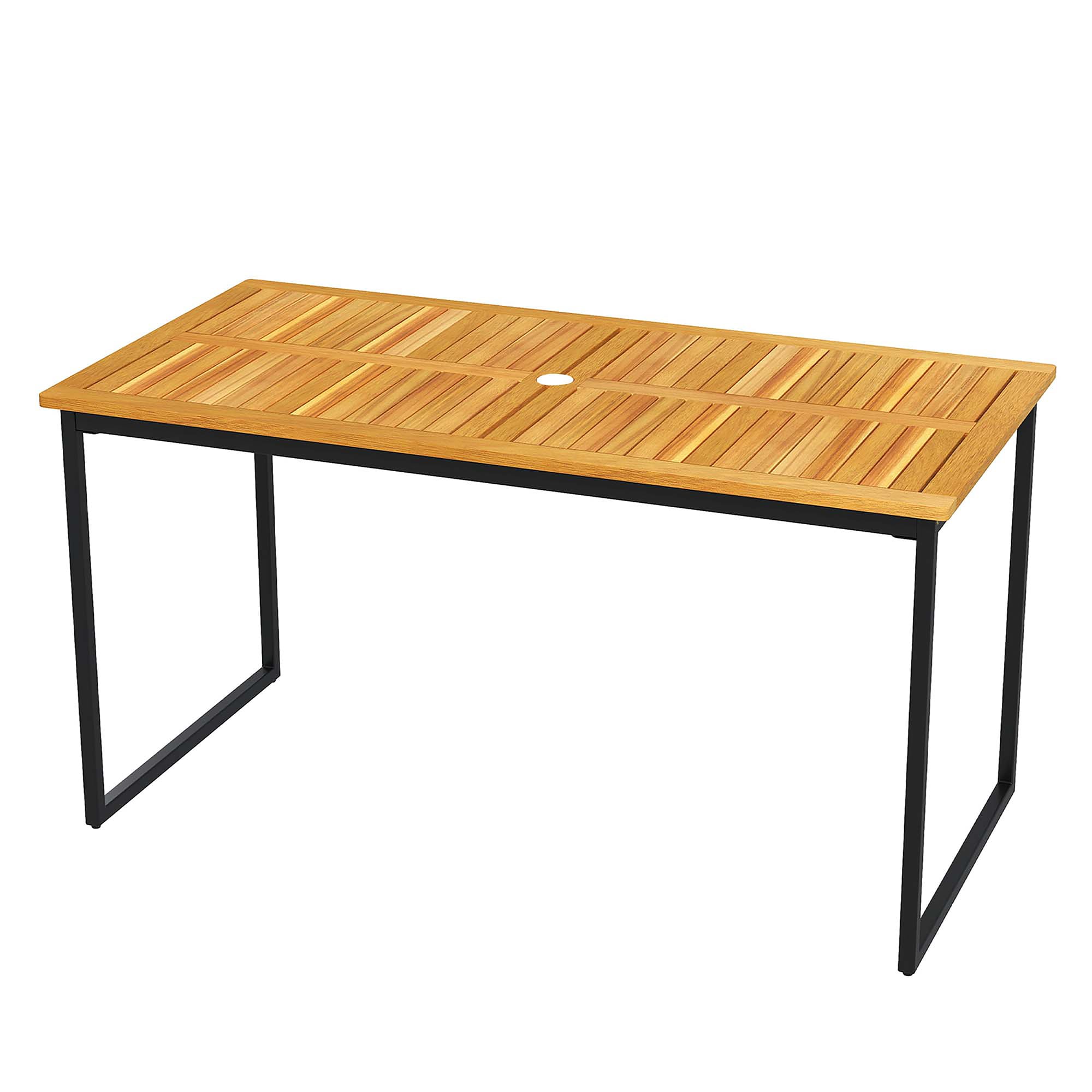Costway HCST04171 Rectangle Outdoor Dining 27.5-in W x 55-in L with Umbrella Hole