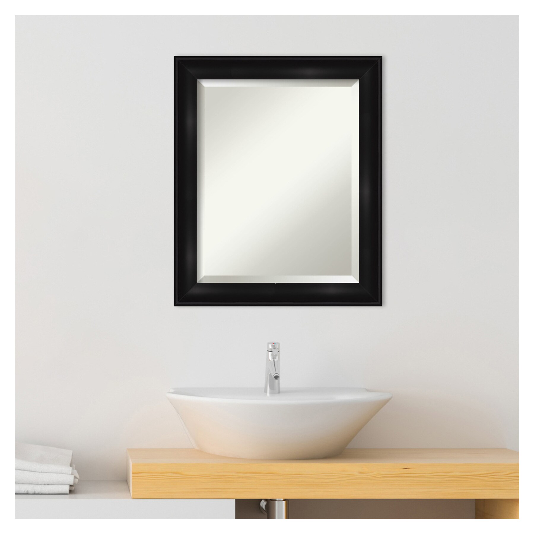 Amanti Art Grand Black Frame 19.88-in x 23.88-in Bathroom Vanity Mirror ...